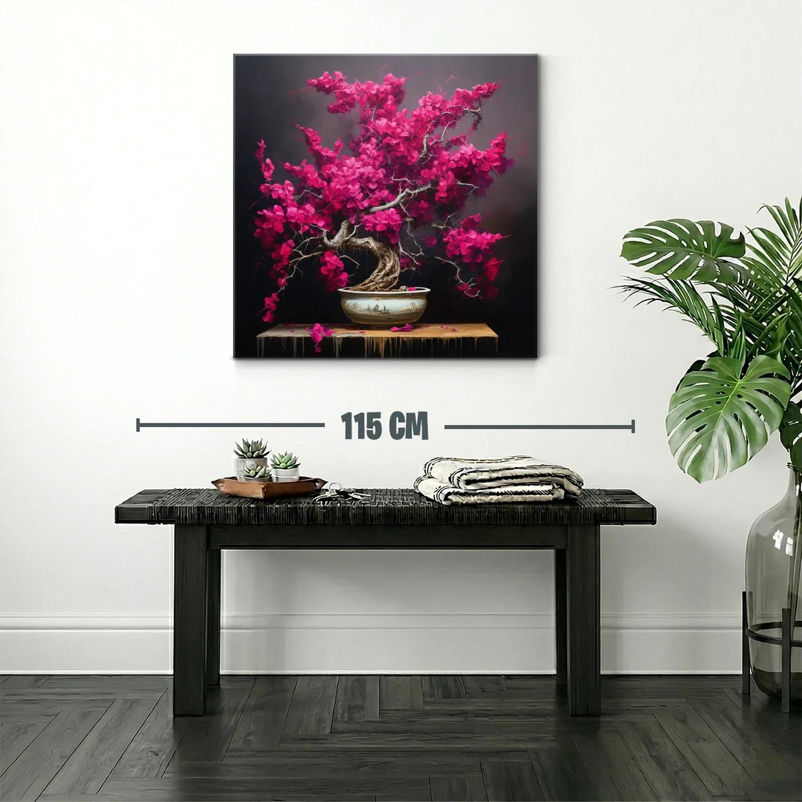 Bonsái con flores vibrantes en tonos fucsia y fondo oscuro — miniatura 2