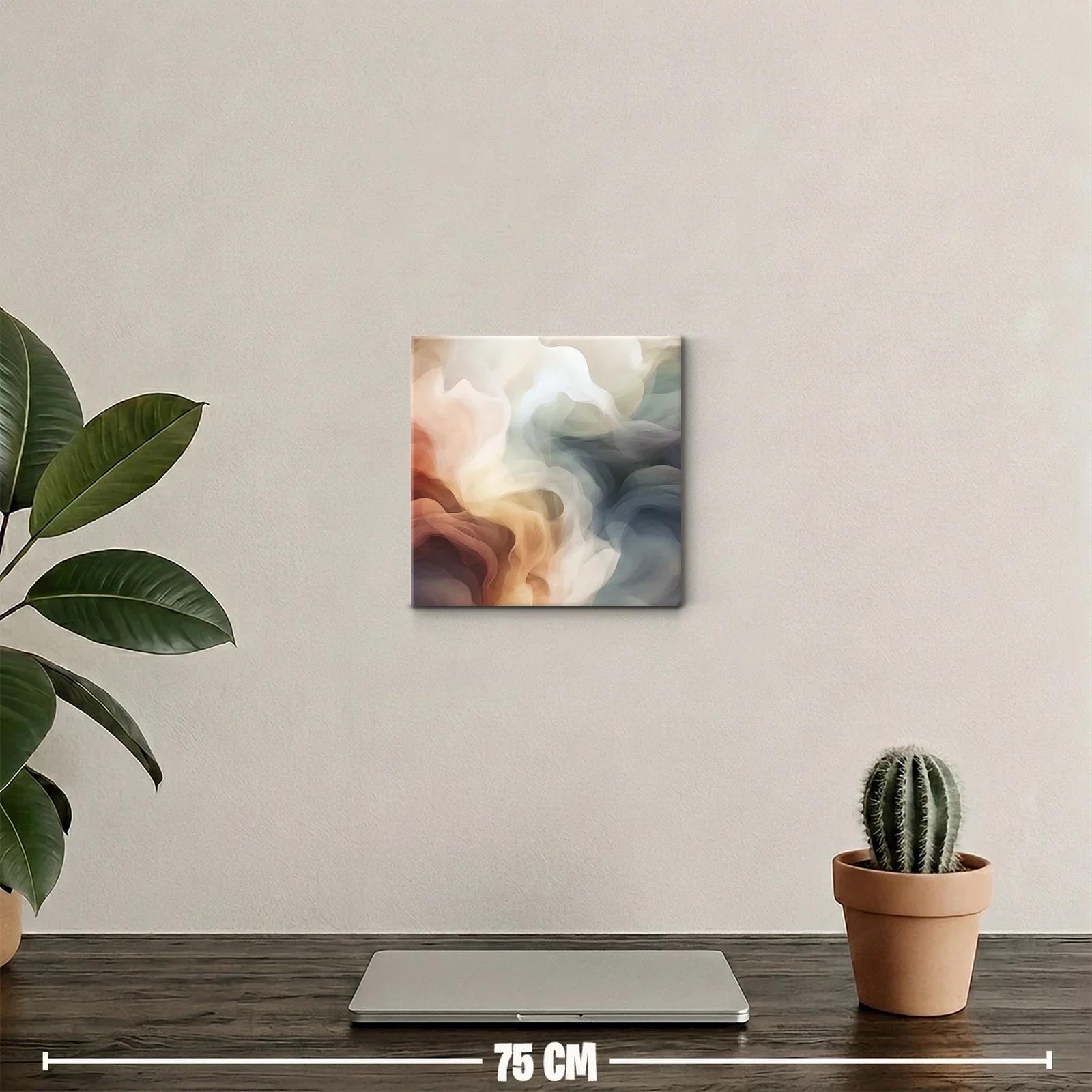 Cuadro abstracto con tonos cálidos y fríos en movimiento armonioso — miniatura 2
