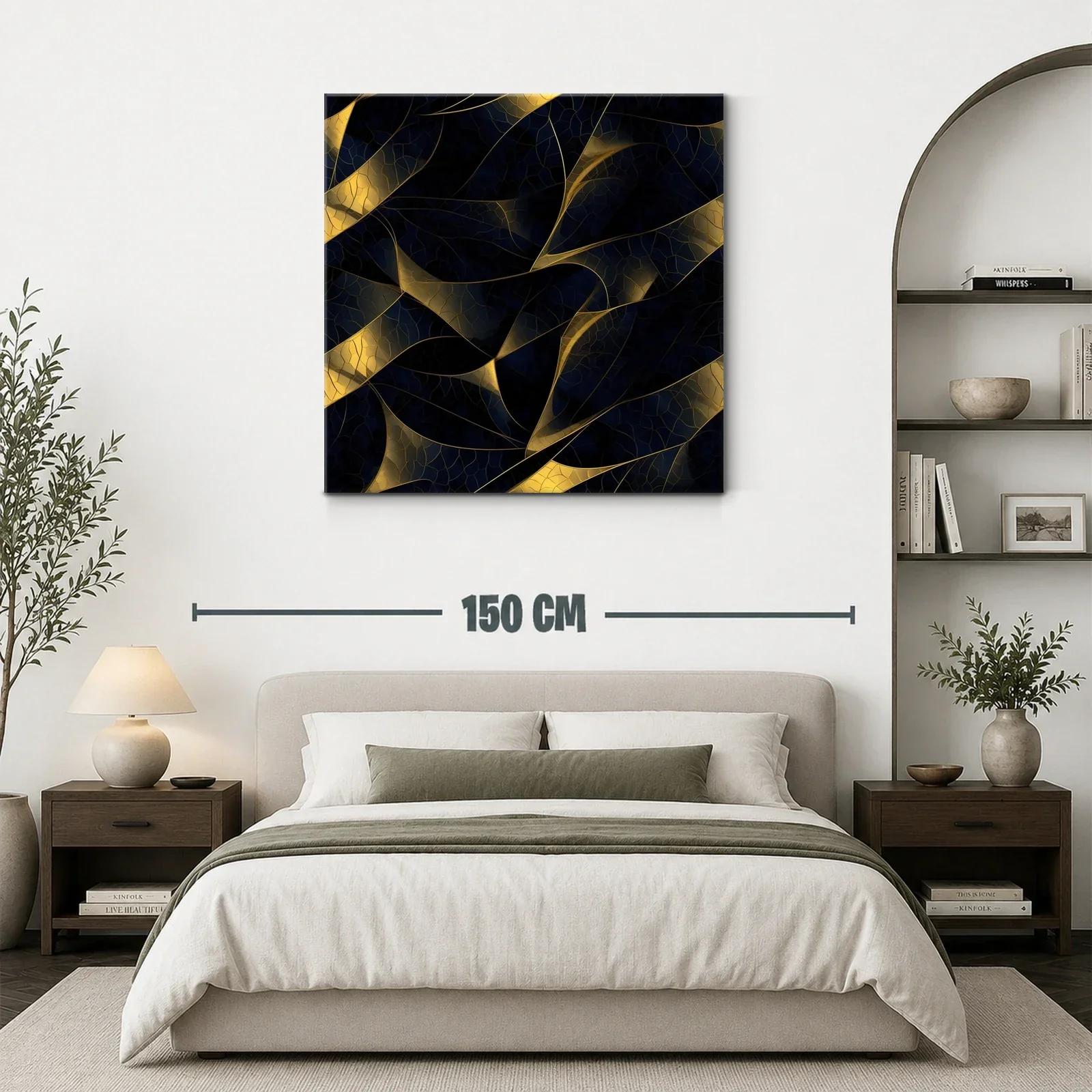 Composición abstracta con hojas en tonos oscuros y dorados — miniatura 3