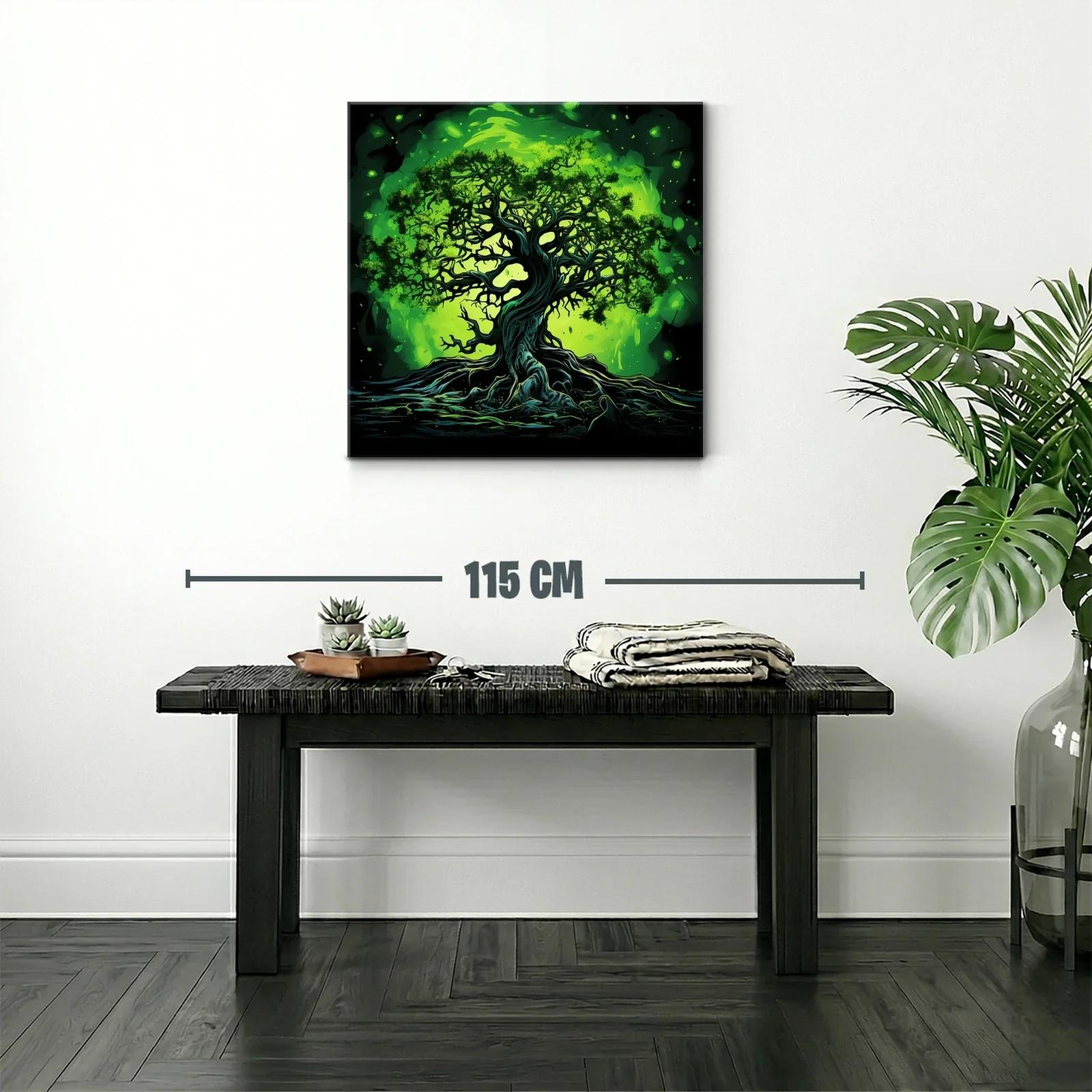Árbol místico iluminado en tonos verdes vibrantes — miniatura 2