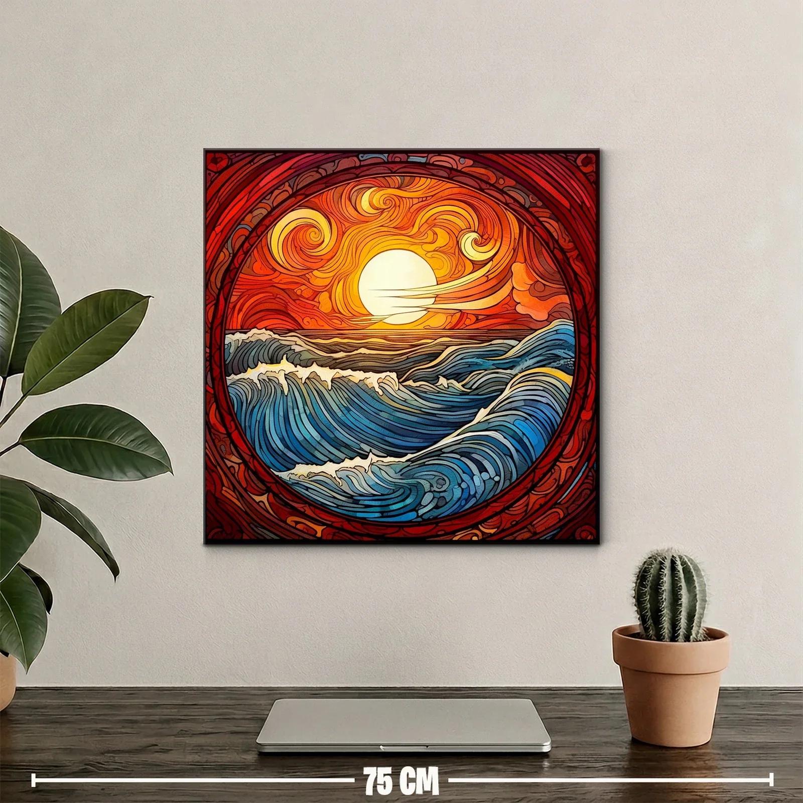 Paisaje vibrante de mar y sol en tonos cálidos y azules — miniatura 2