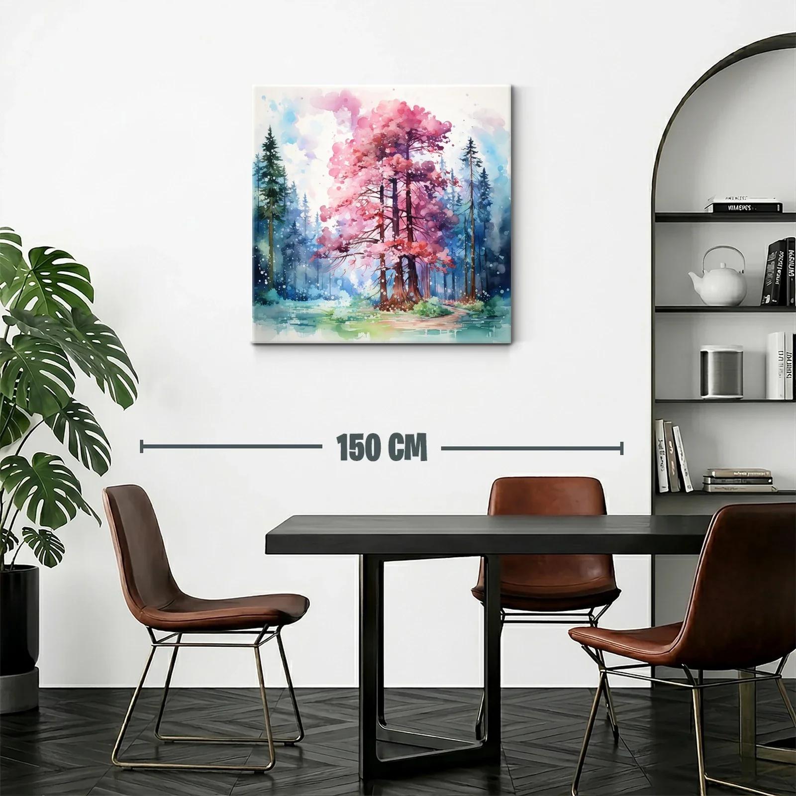 Bosque encantado con árboles en tonos rosas y azules — miniatura 2
