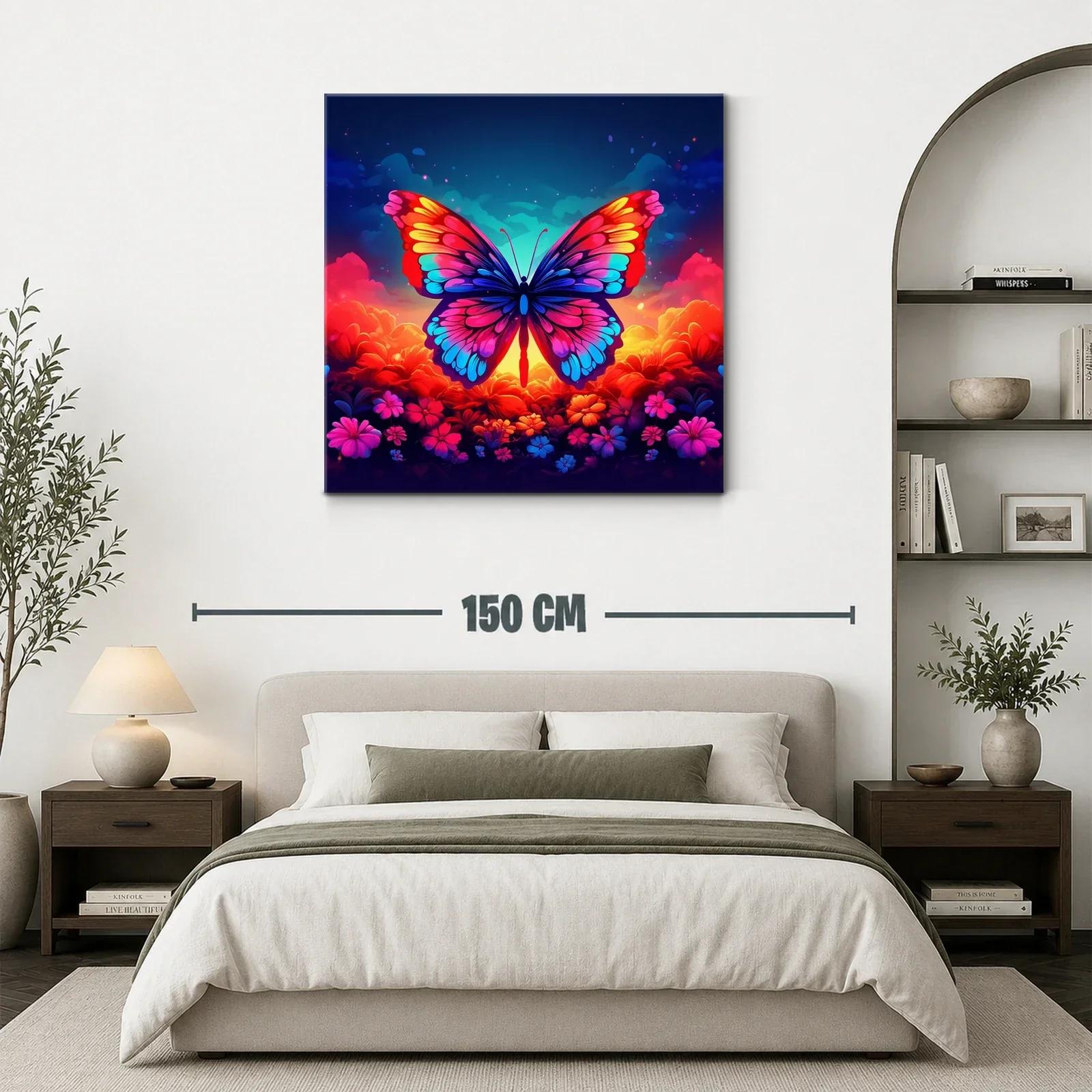 Mariposa vibrante sobre fondo floral al atardecer — miniatura 3