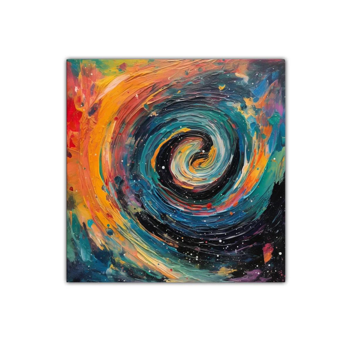 Cuadro abstracto espiral cósmica con vibrantes colores