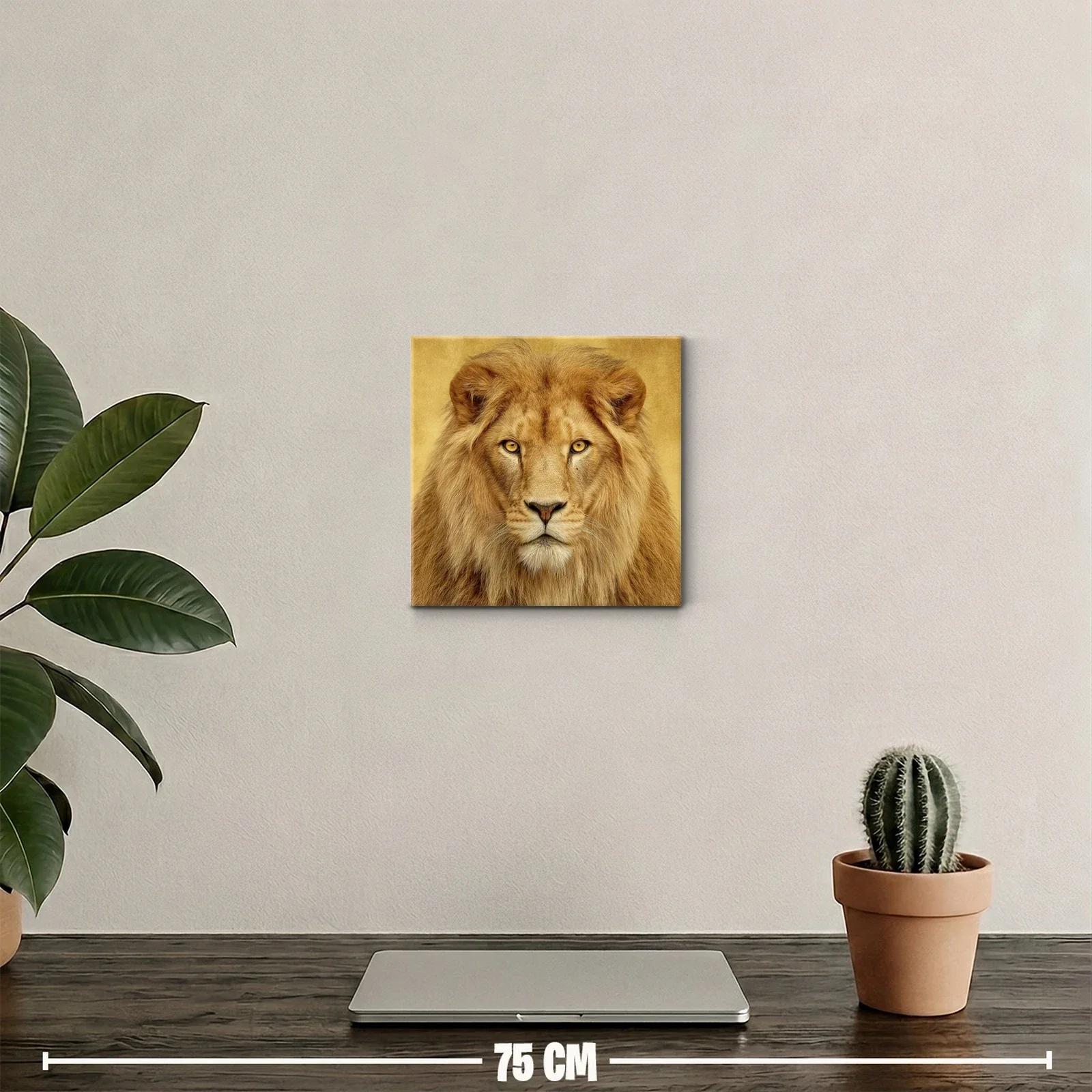 Retrato imponente de león con melena dorada y mirada fija — miniatura 2