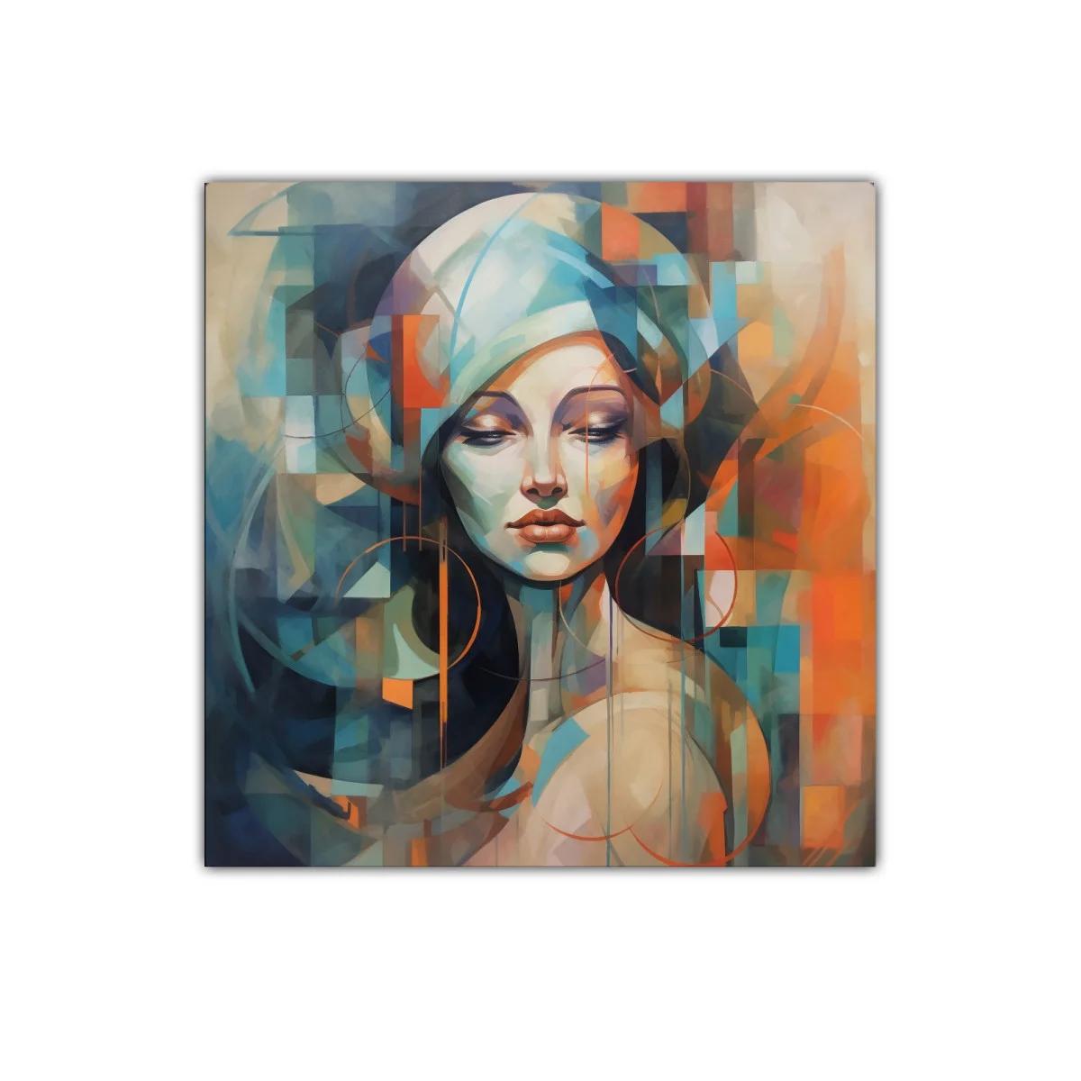 Retrato femenino con geometría y colores vibrantes — imagen principal