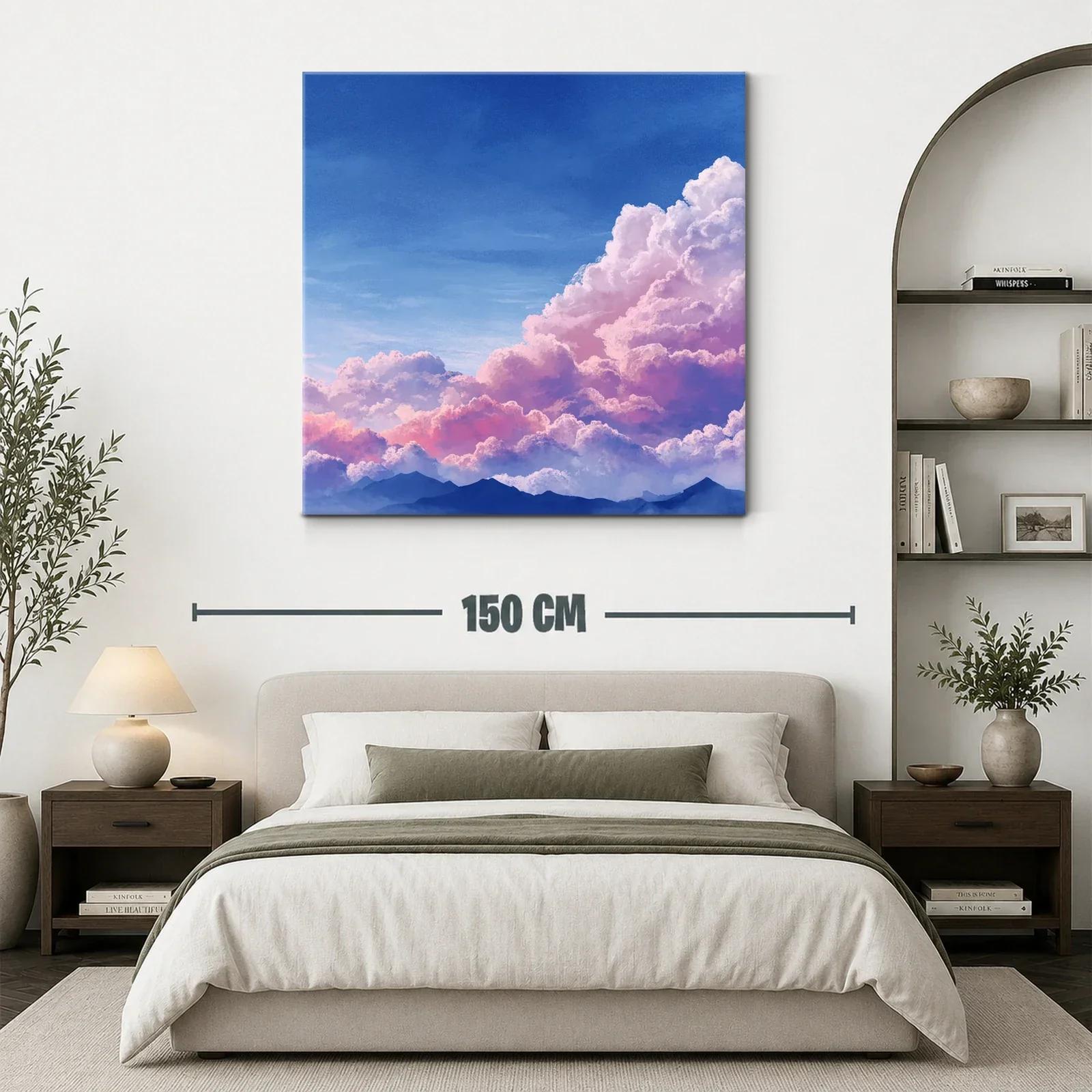 Cielo crepuscular con nubes rosas y montañas azuladas — miniatura 3