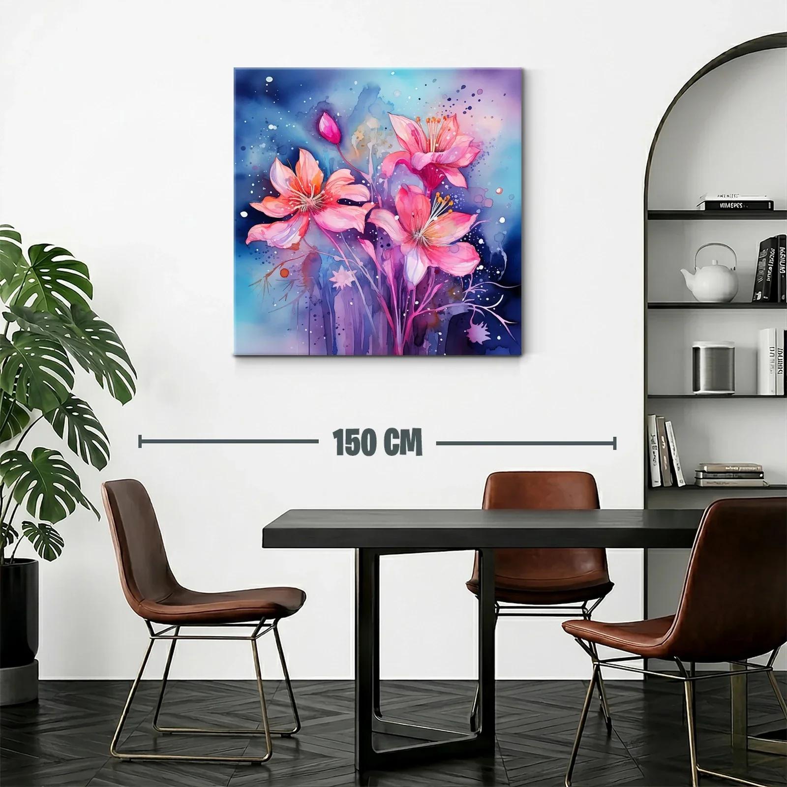 Flores vibrantes en tonos rosa y azul profundo — miniatura 2