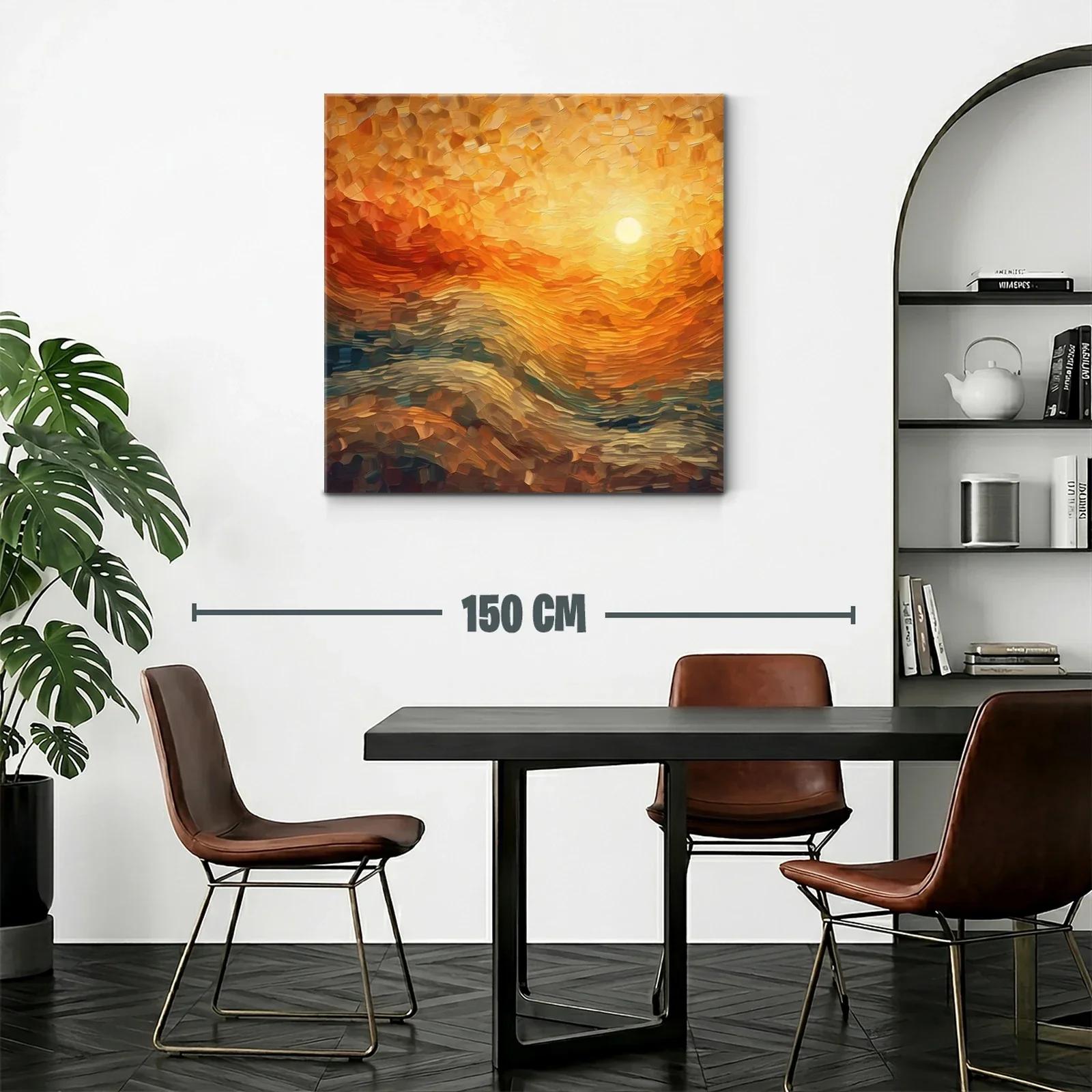 Cuadro abstracto con tonos cálidos y formas onduladas — miniatura 2