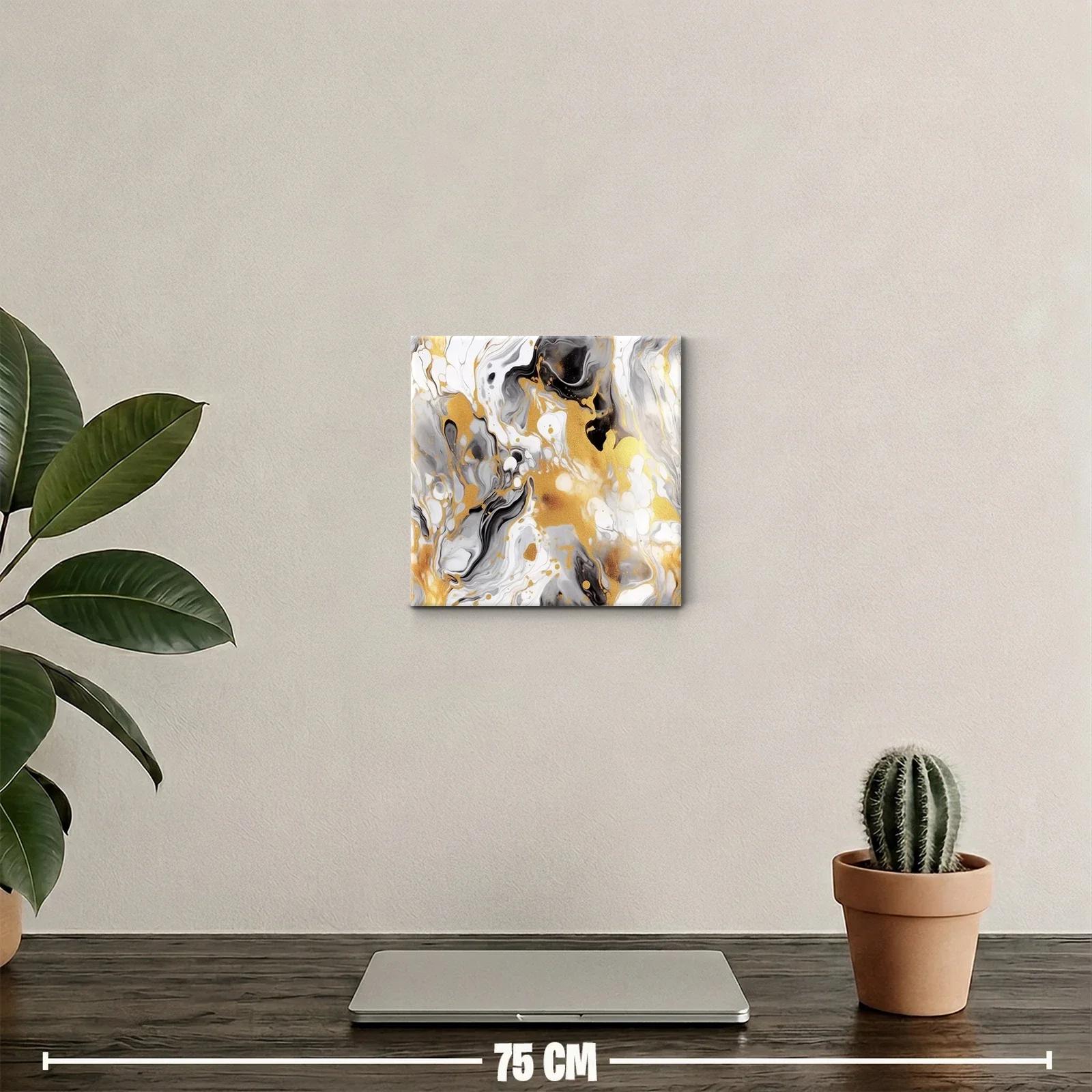 Arte Abstracto en Oro Blanco y Negro con Destellos Elegantes — miniatura 2