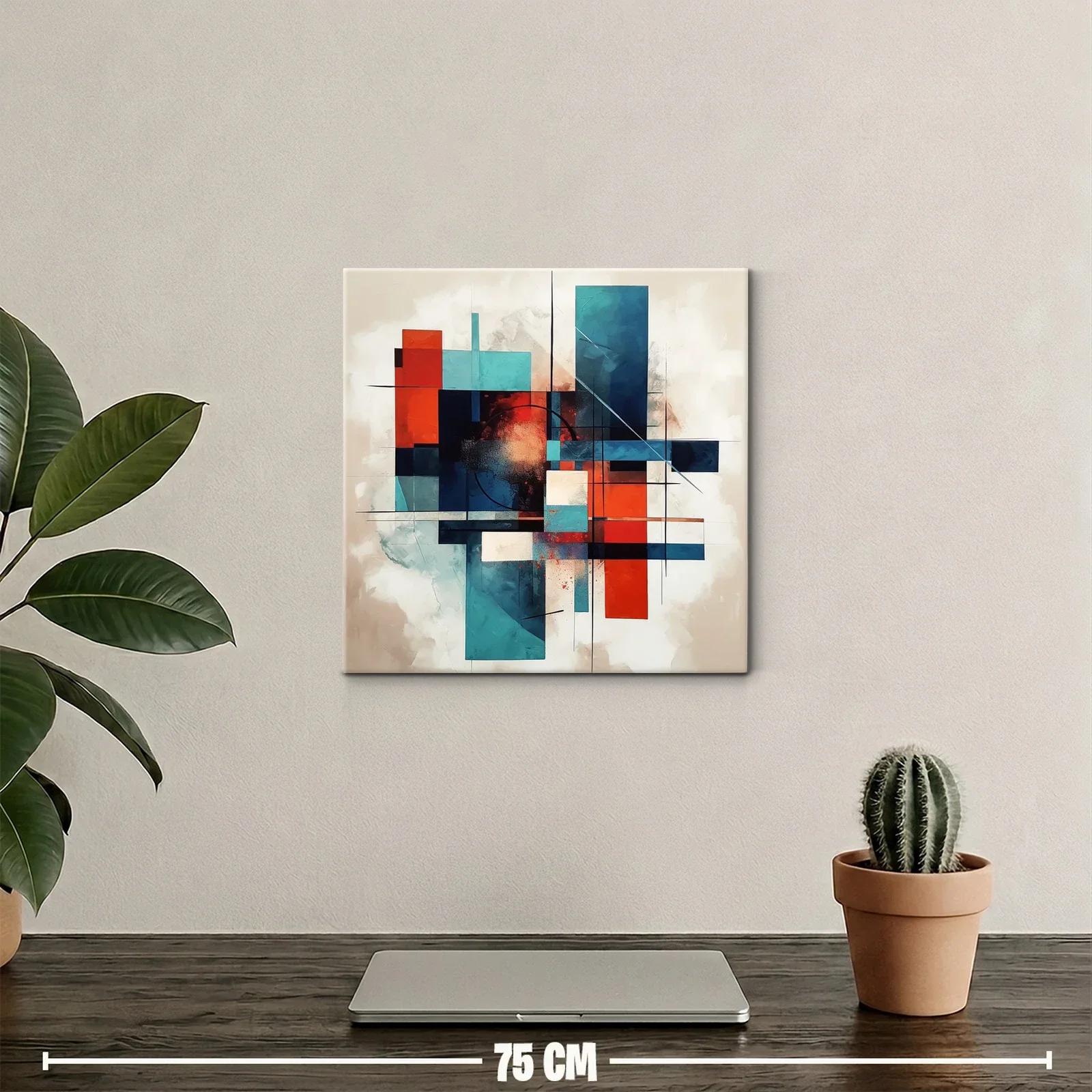 Composición abstracta en azul y rojo con formas geométricas — miniatura 2