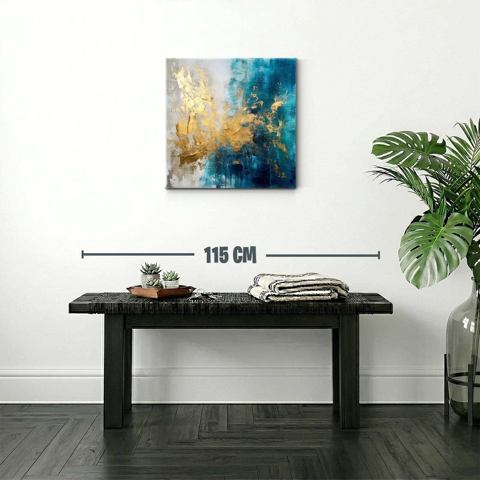 Composición abstracta en tonos azul y dorado elegante — miniatura 2