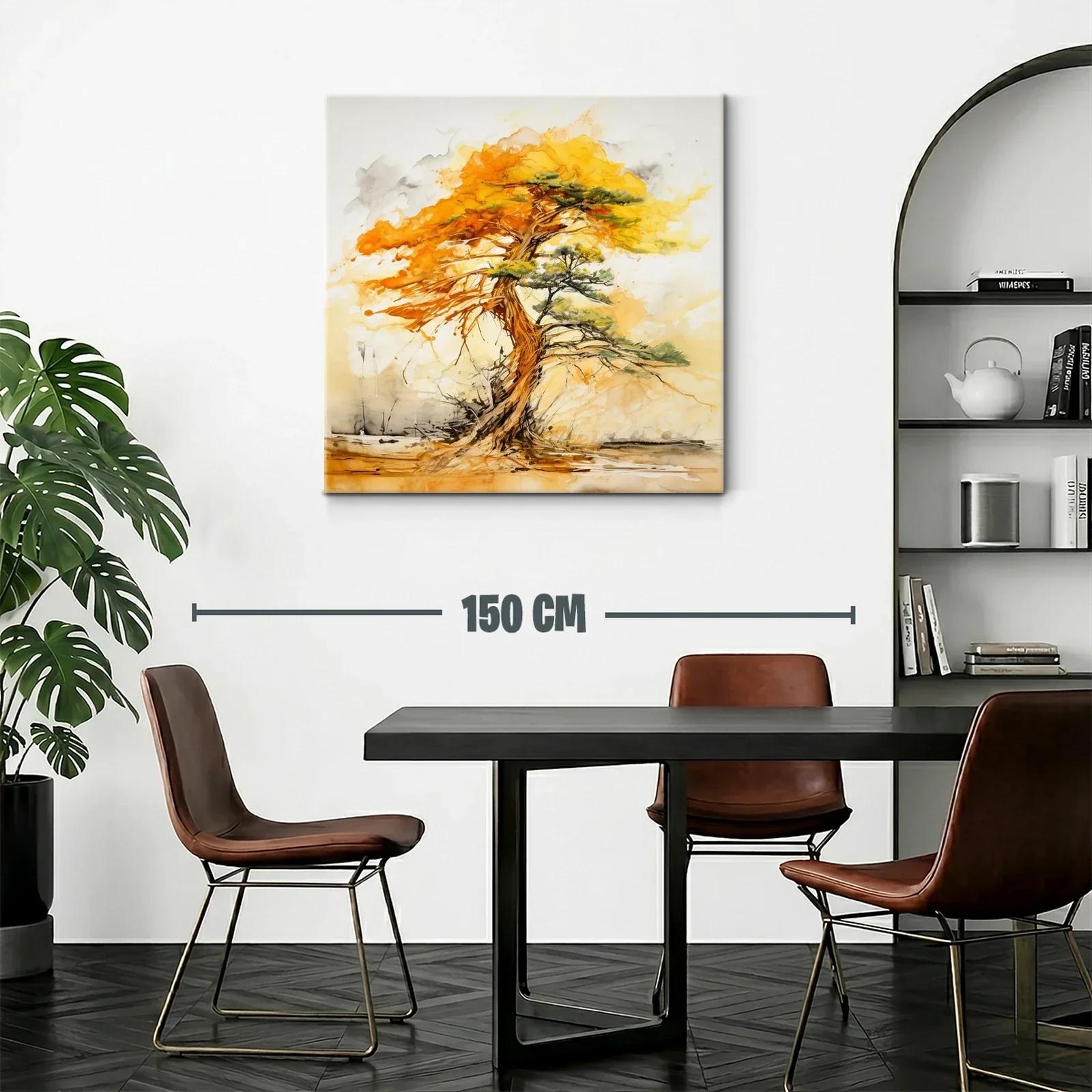 Árbol lienzo en tonos cálidos y verdes vibrantes — miniatura 2