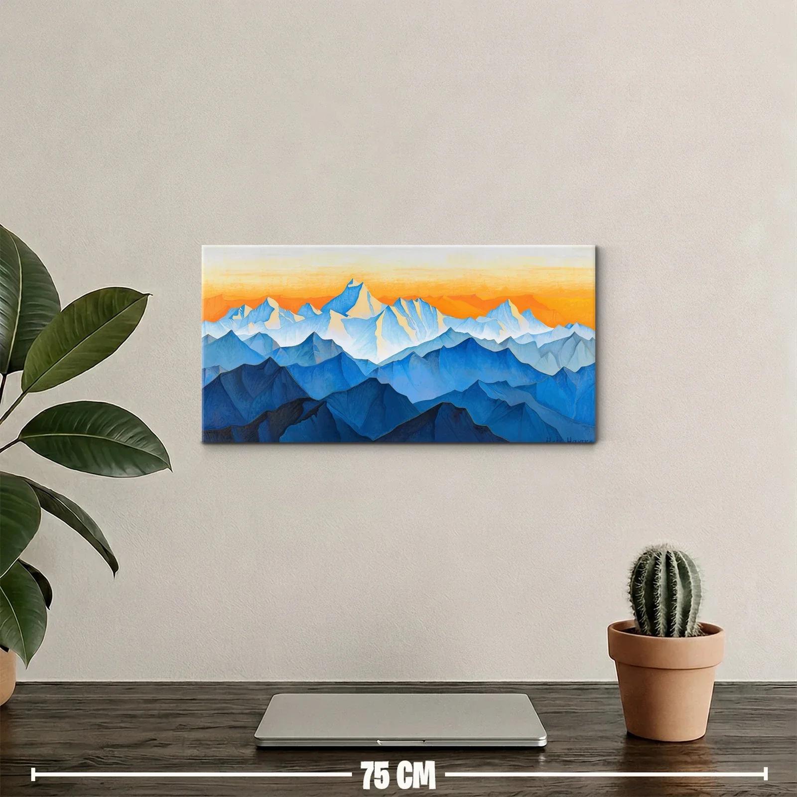Cuadro cordillera de montañas azules con cumbres angulosas — miniatura 2