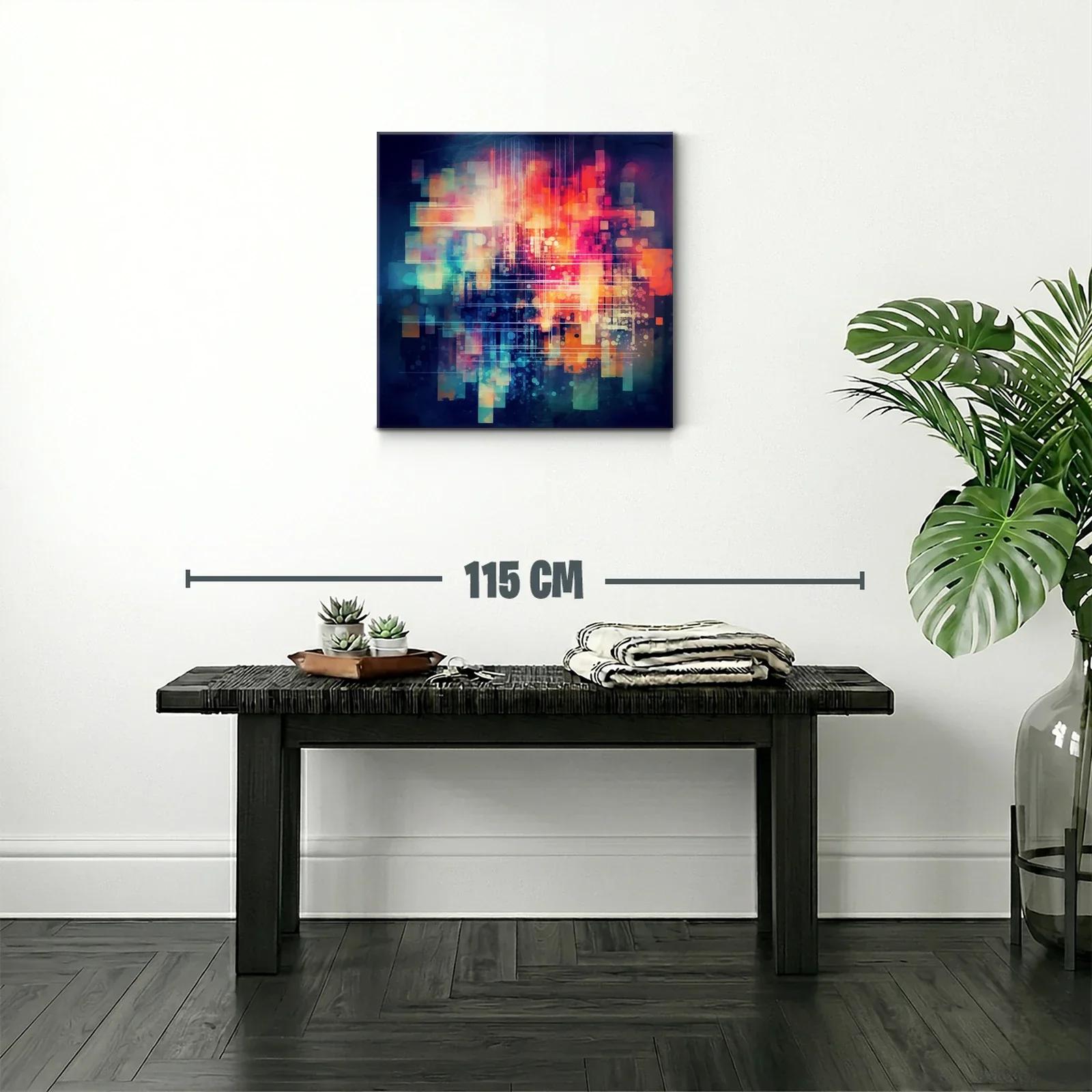 Composición abstracta en tonos cálidos y fríos vibrantes — miniatura 2