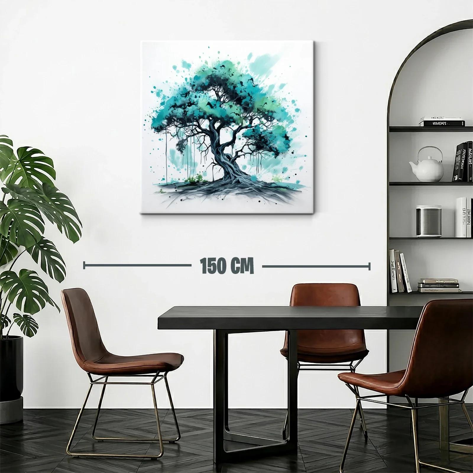 Árbol en tonos verdes y azules con estilo artístico moderno — miniatura 2
