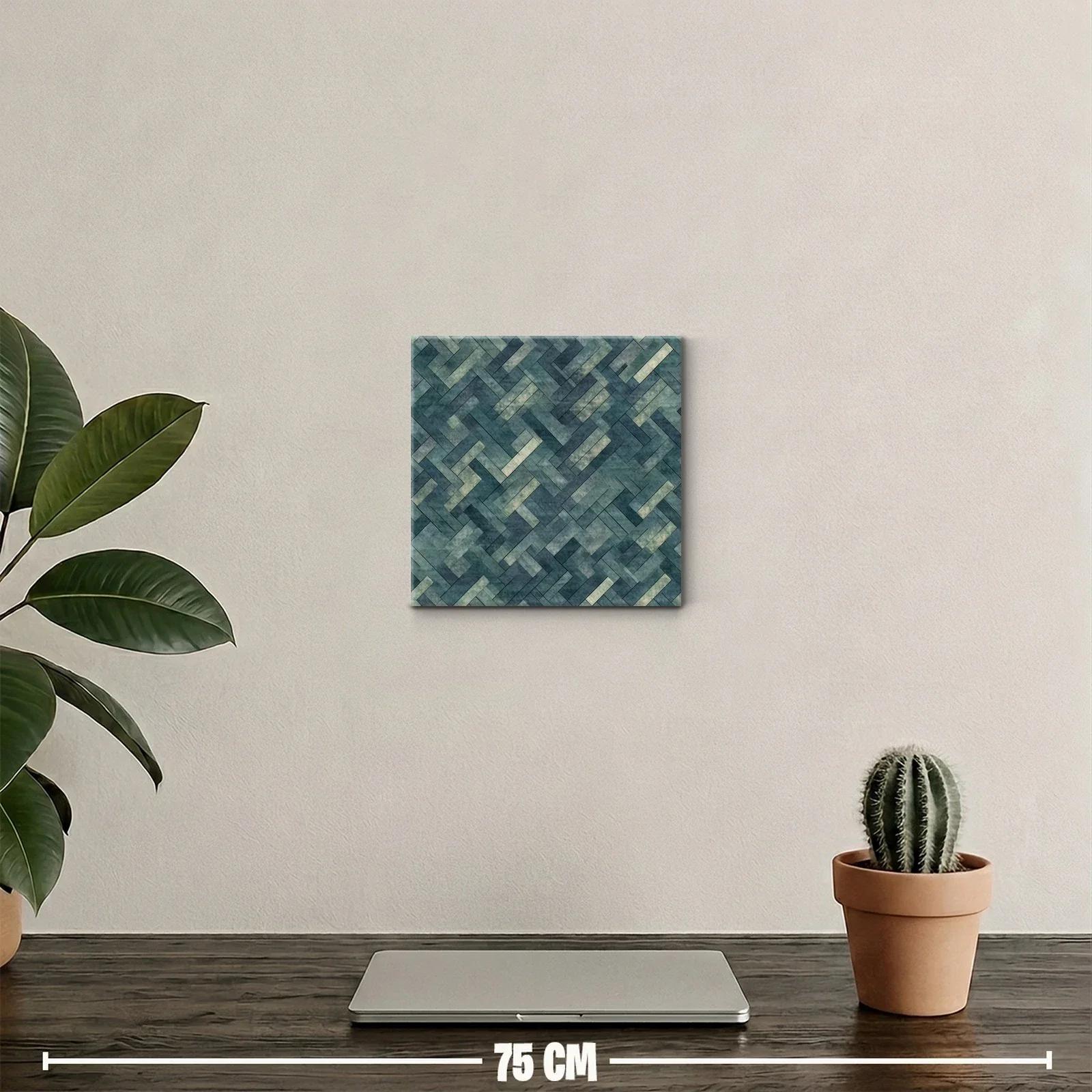 Cuadro decorativo con patrón geométrico en tonos azules — miniatura 2