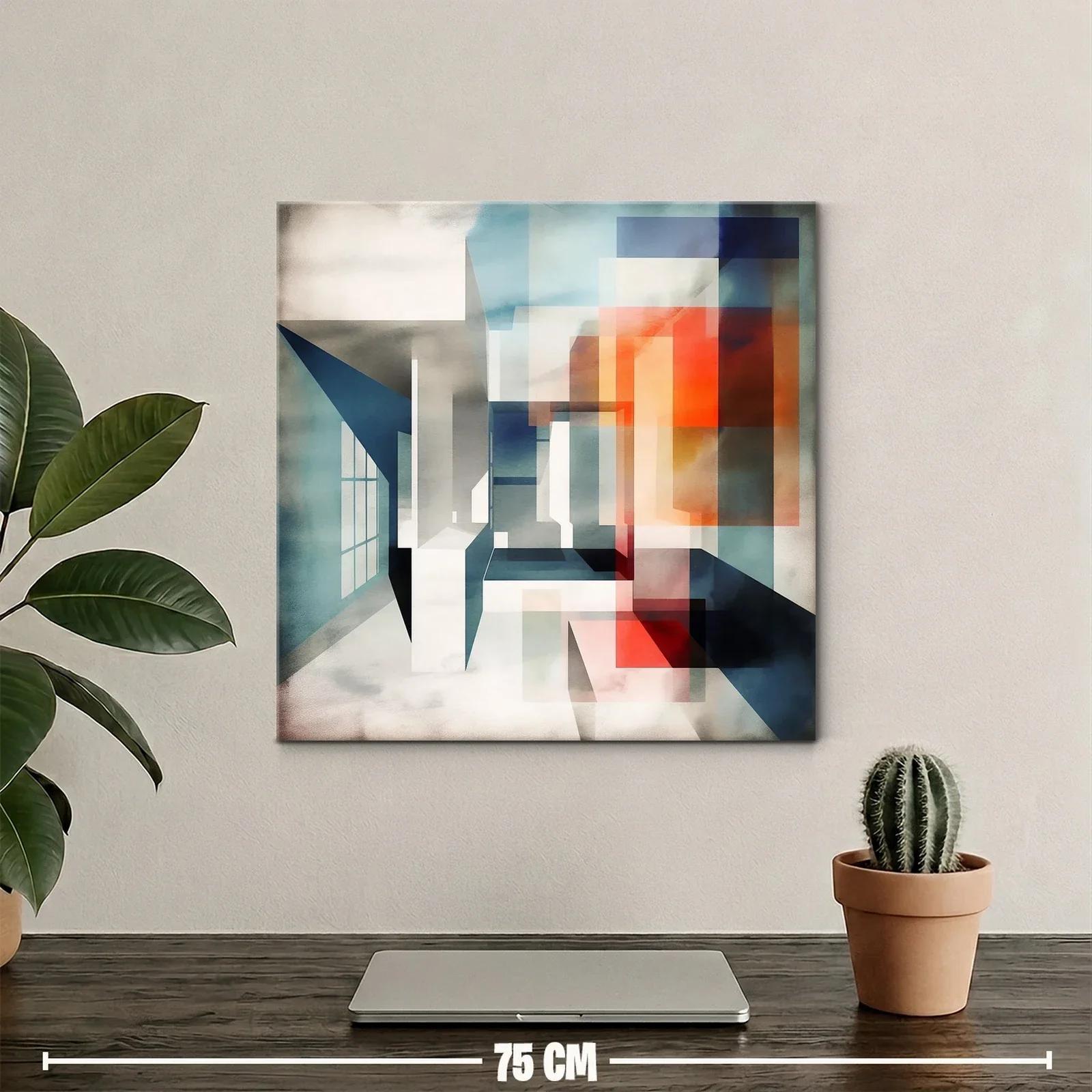 Composición abstracta con formas geométricas en tonos cálidos y fríos — miniatura 2