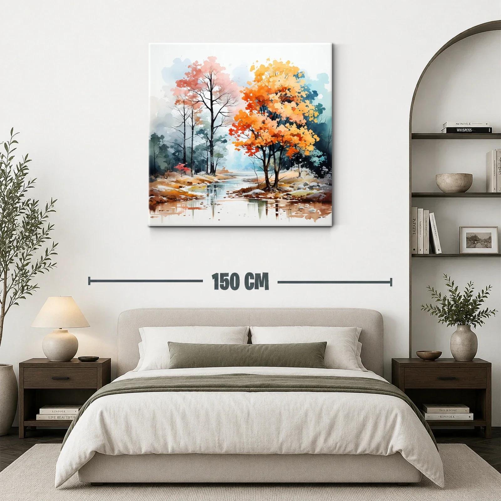 Paisaje otoñal con árboles vivos junto al río sereno — miniatura 3