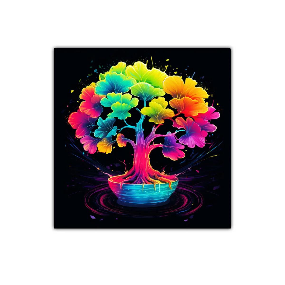 Árbol de colores vibrantes con hojas en tonos neón — imagen principal
