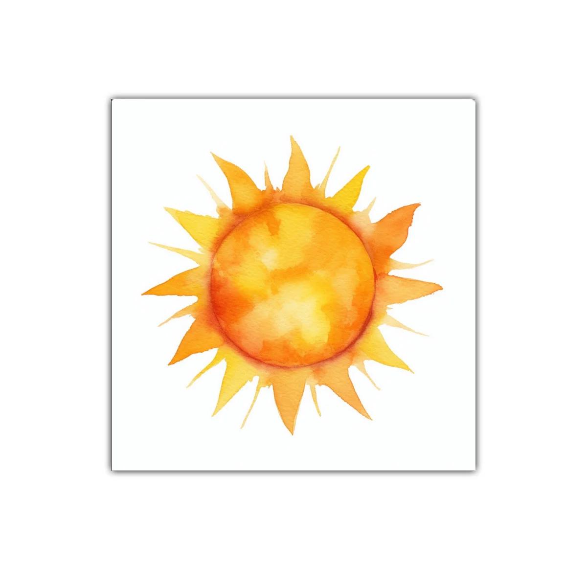 Cuadro decorativo con sol vibrante en tonos cálidos