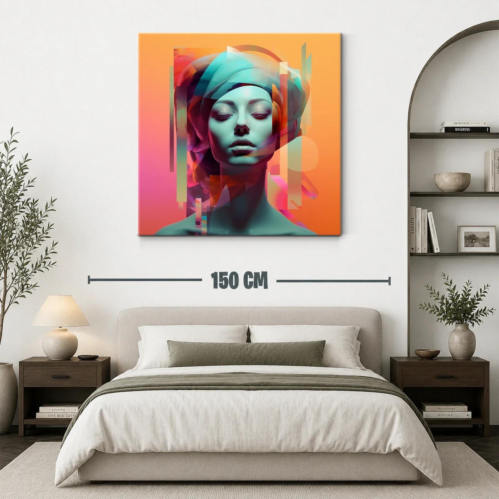 Retrato femenino con formas abstractas en tonos vibrantes — miniatura 3