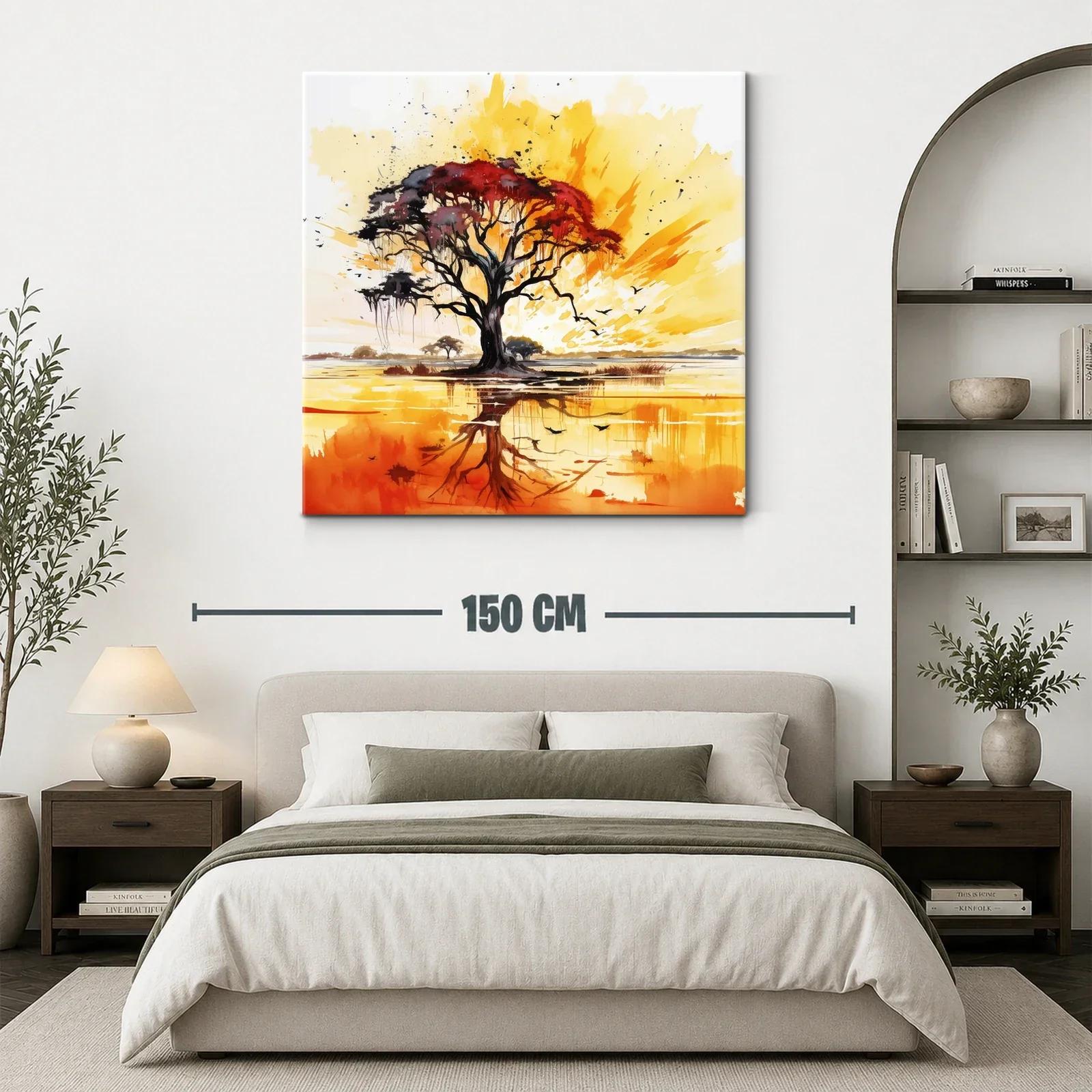 Árbol en atardecer vibrante con reflejos cálidos y elegantes — miniatura 3