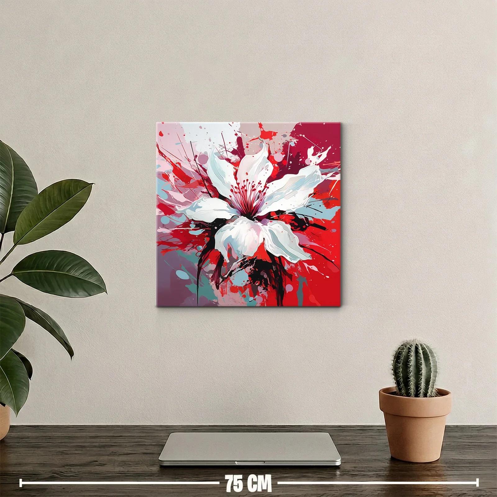 Explosión artística de flor blanca vibrante en tonos rojos — miniatura 2