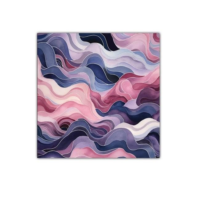 Cuadro abstracto elegante en tonos suaves y ondas fluidas