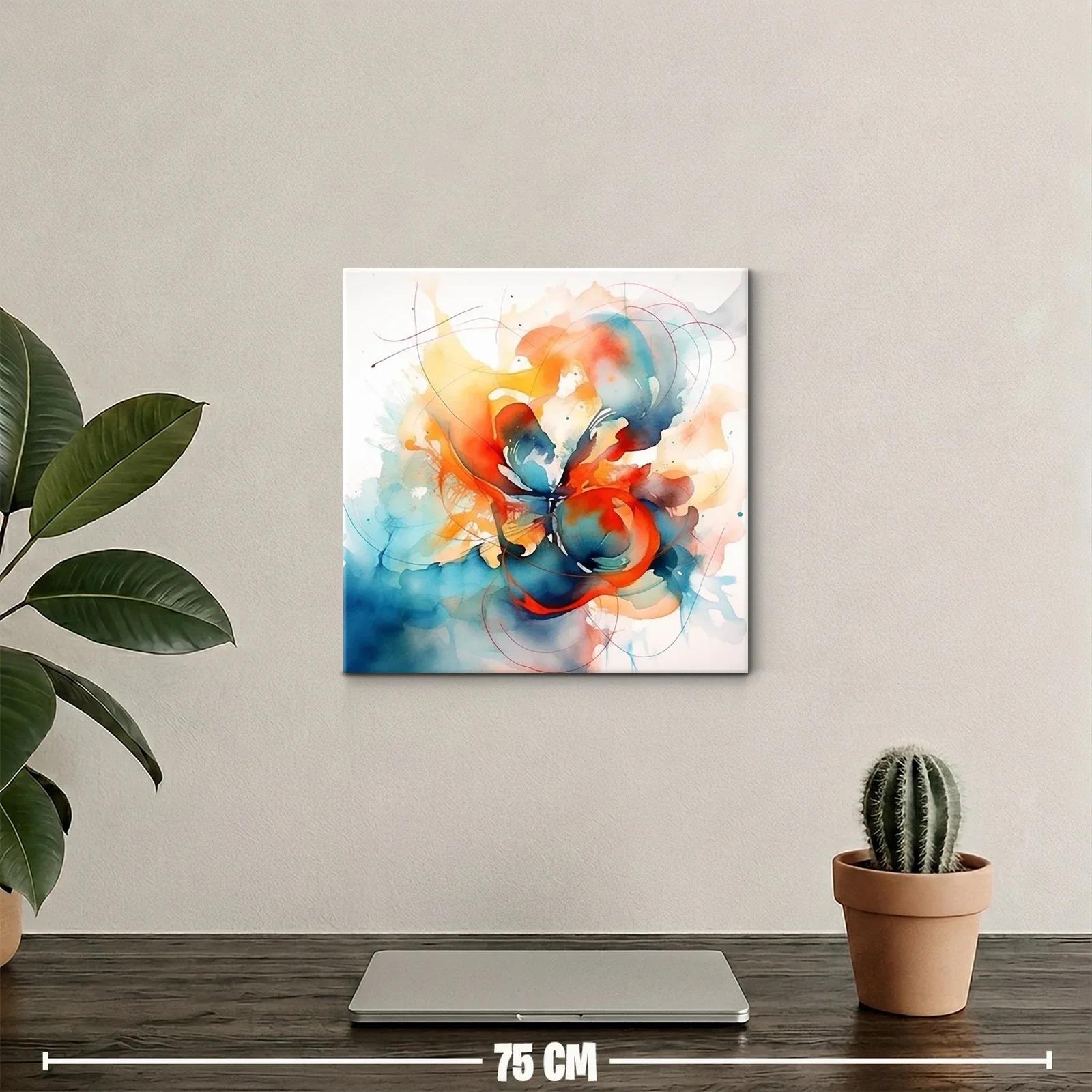 Composición abstracta en tonos cálidos y azules vibrantes — miniatura 2