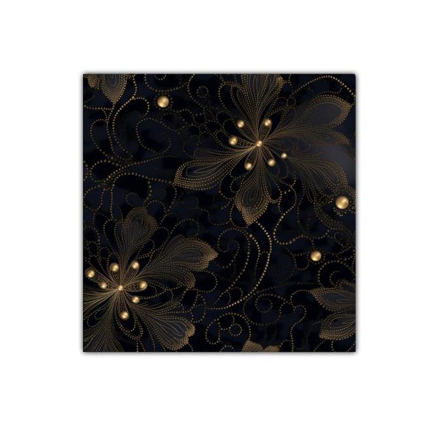Elegancia floral en tonos dorados sobre fondo negro