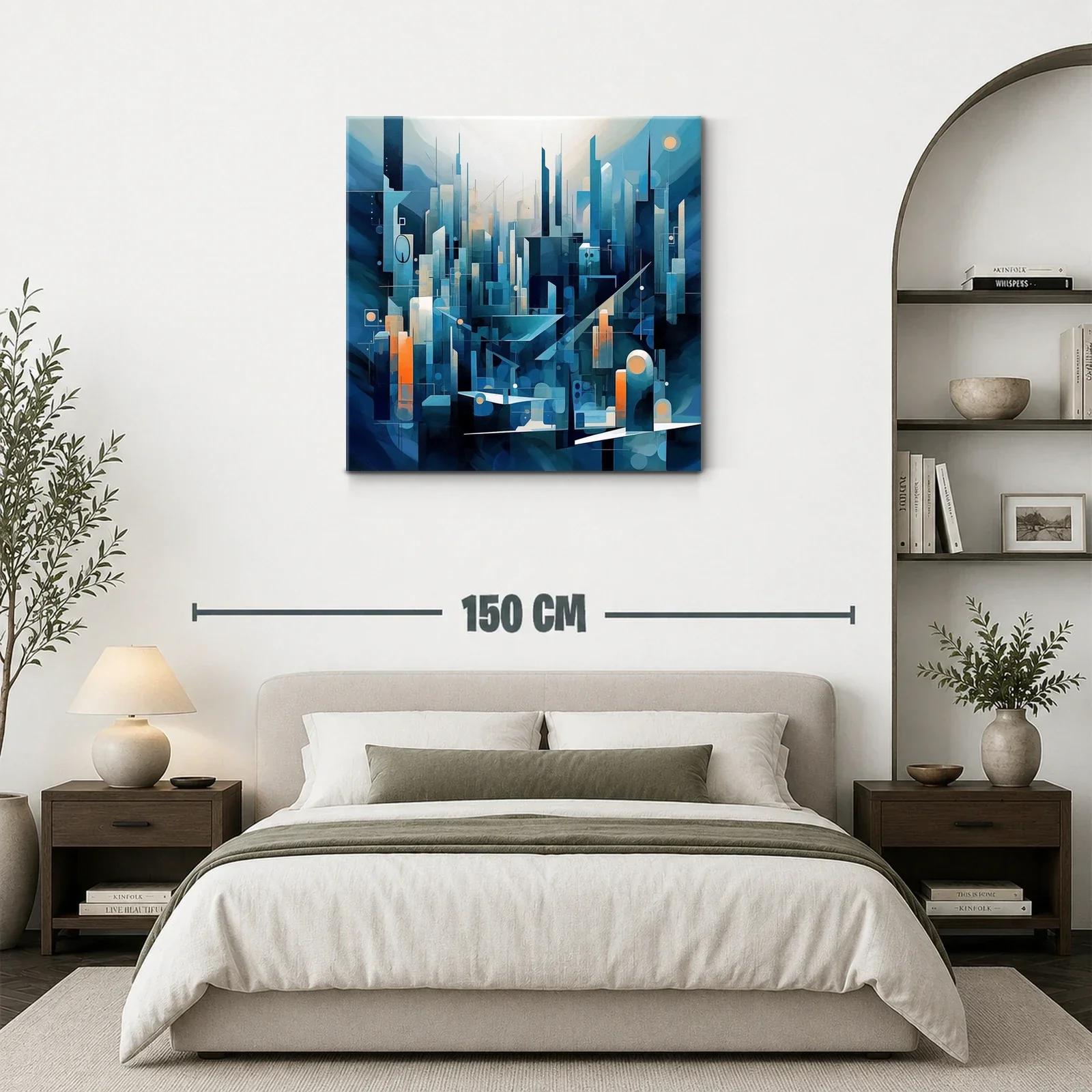 Composición abstracta de ciudad futurista en tonos azules — miniatura 3