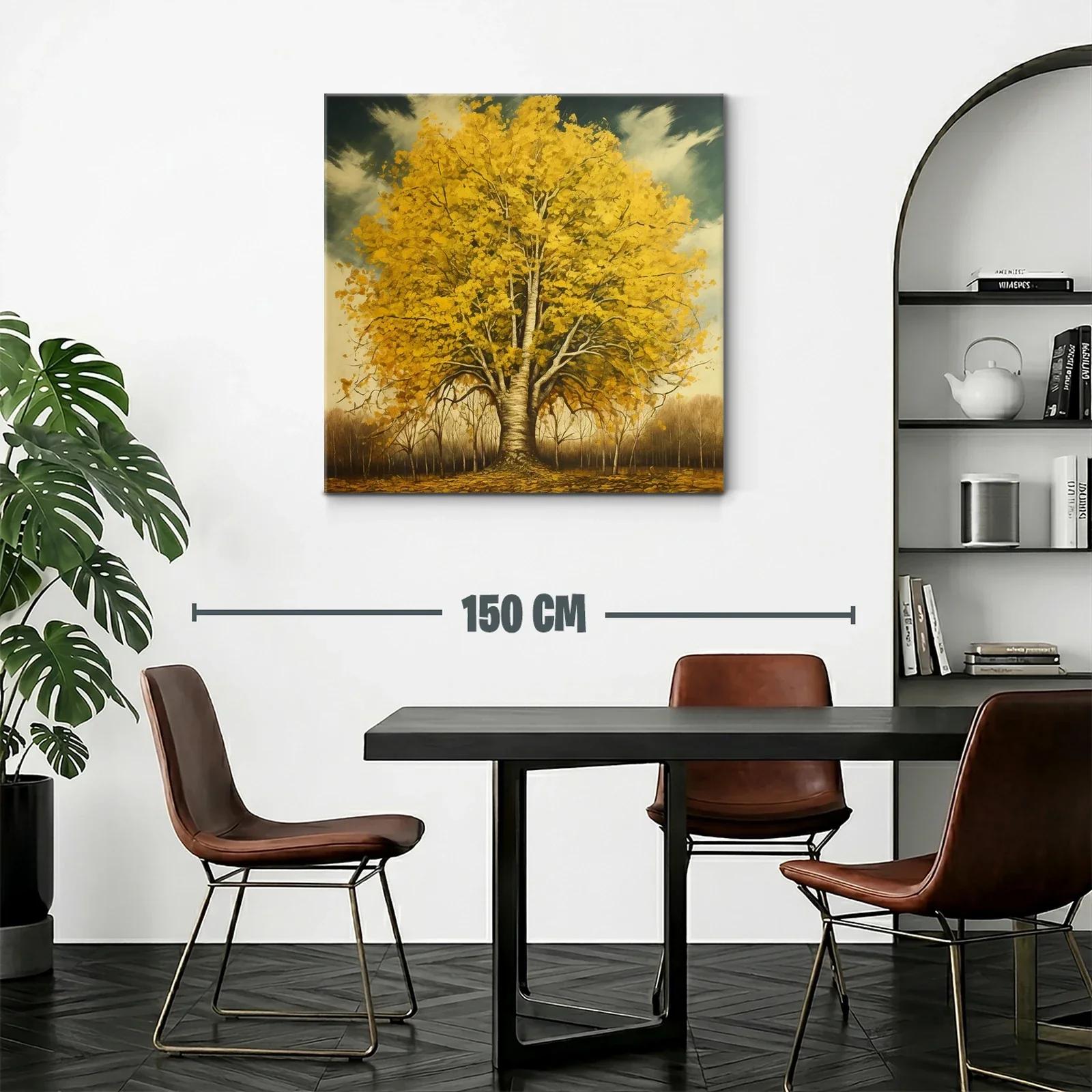 Majestuoso árbol dorado en paisaje otoñal sereno — miniatura 2