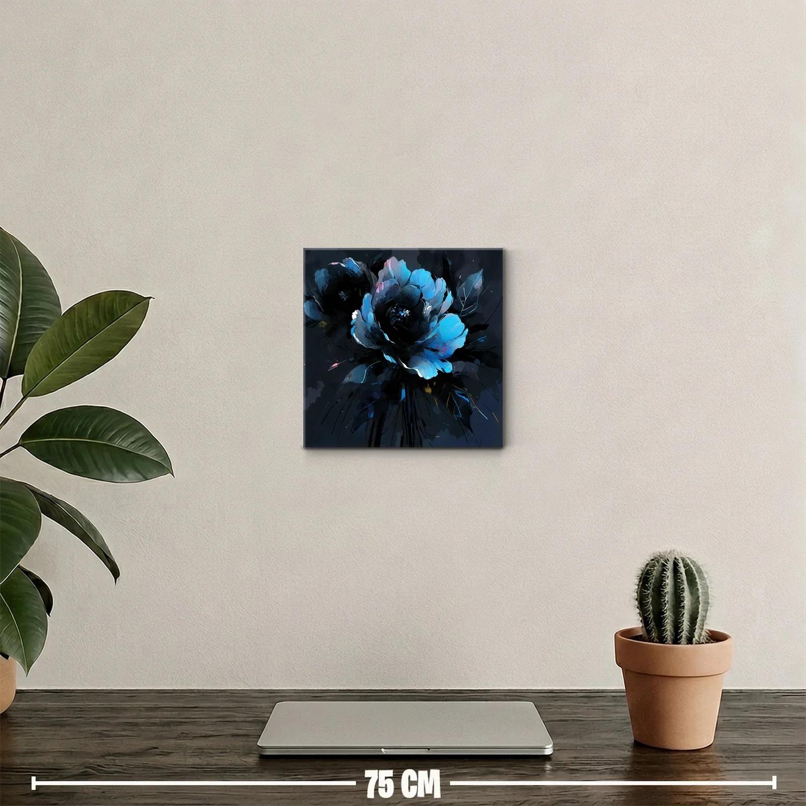 Flor luminosa en tonos azules y negros para decoración moderna — miniatura 2