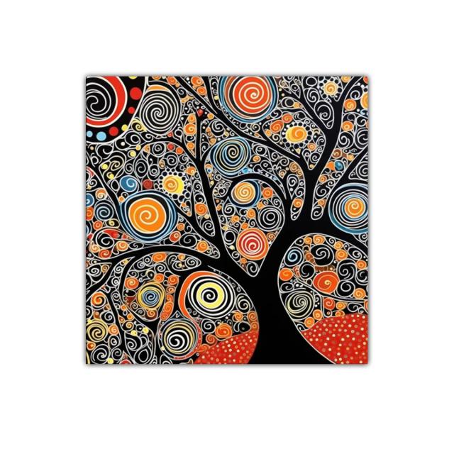 Árbol de espirales con vibrantes tonos otoñales