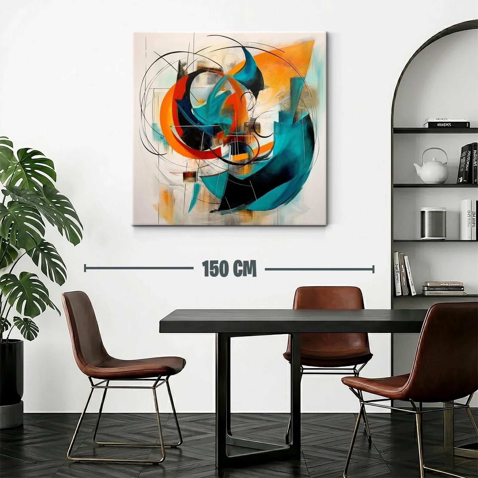 Cuadro abstracto con formas dinámicas en tonos vibrantes — miniatura 2