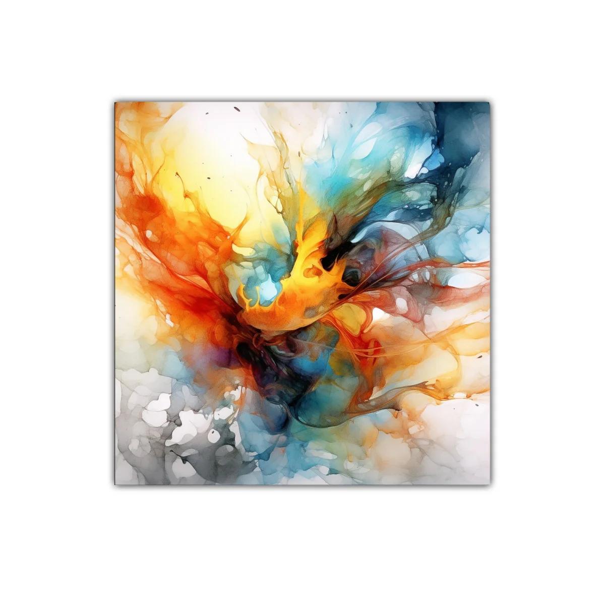 Cuadro abstracto de explosión de colores vibrantes y dinámica — miniatura 1