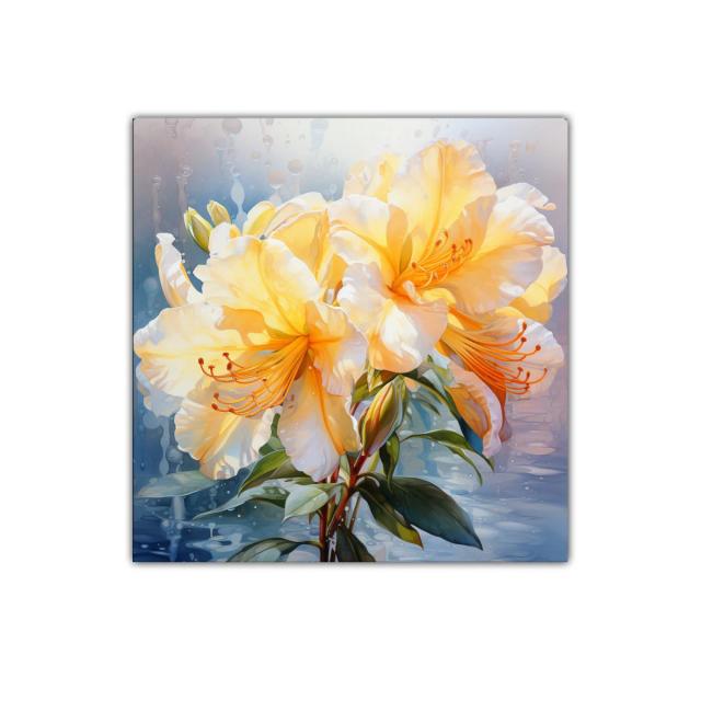 Cuadro floral con delicadas flores amarillas y fondo suave