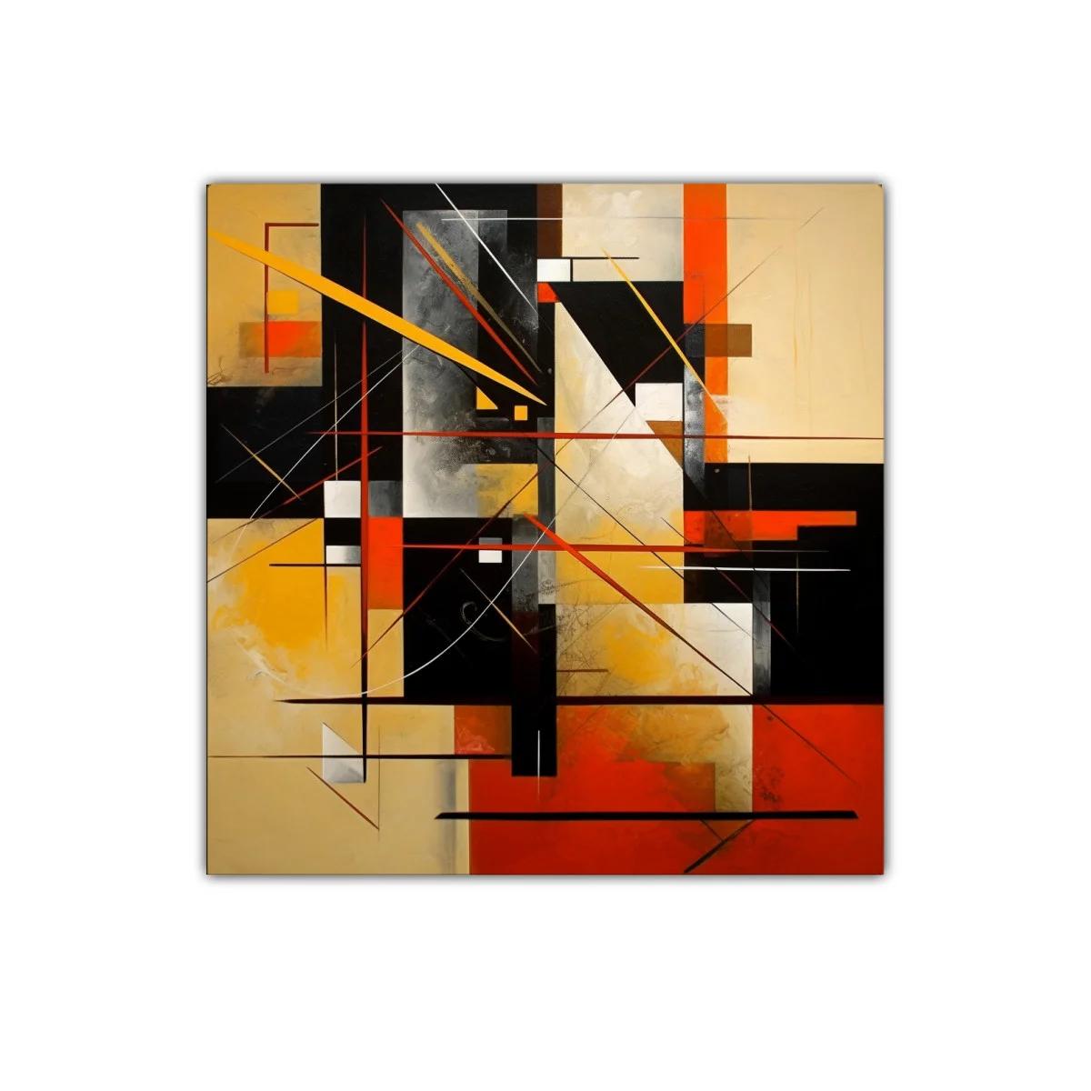 Composición geométrica con líneas y colores cálidos vivos — imagen principal
