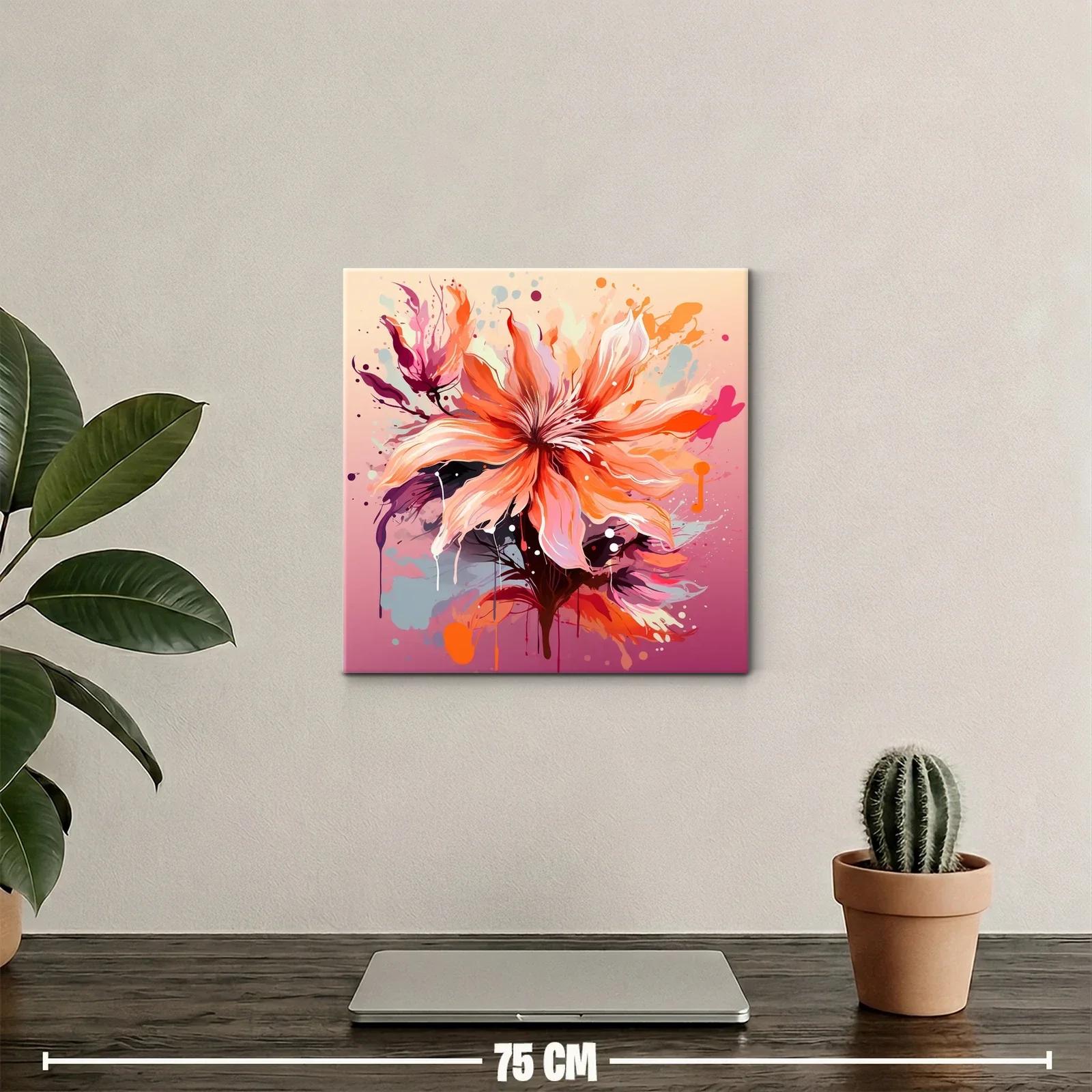 Cuadro floral vibrante con tonos cálidos y modernos — miniatura 2