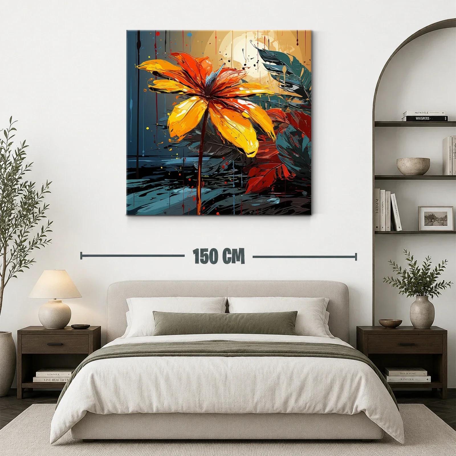 Flor vibrante con tonos cálidos y fondo nocturno — miniatura 3