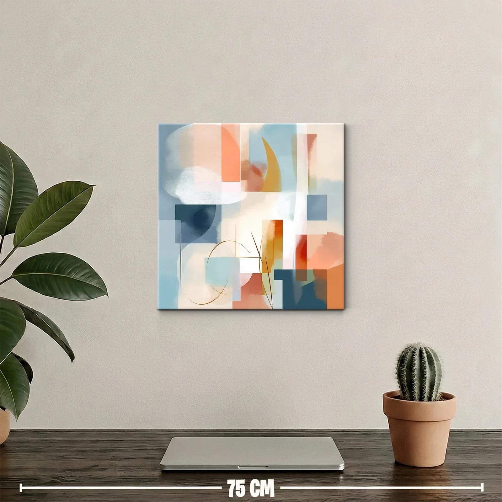 Composición abstracta con tonos cálidos y fríos equilibrados — miniatura 2