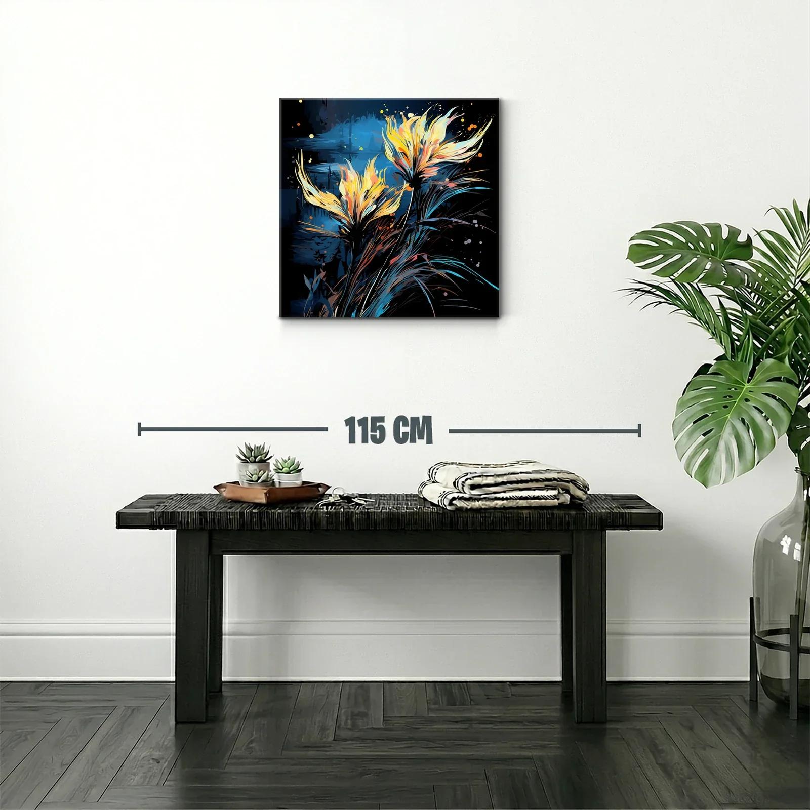 Flores luminosas en contraste azul y negro — miniatura 2