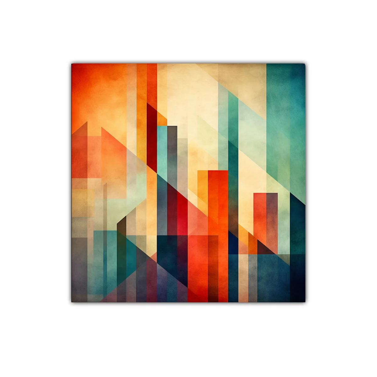 Composición abstracta con formas geométricas y colores cálidos