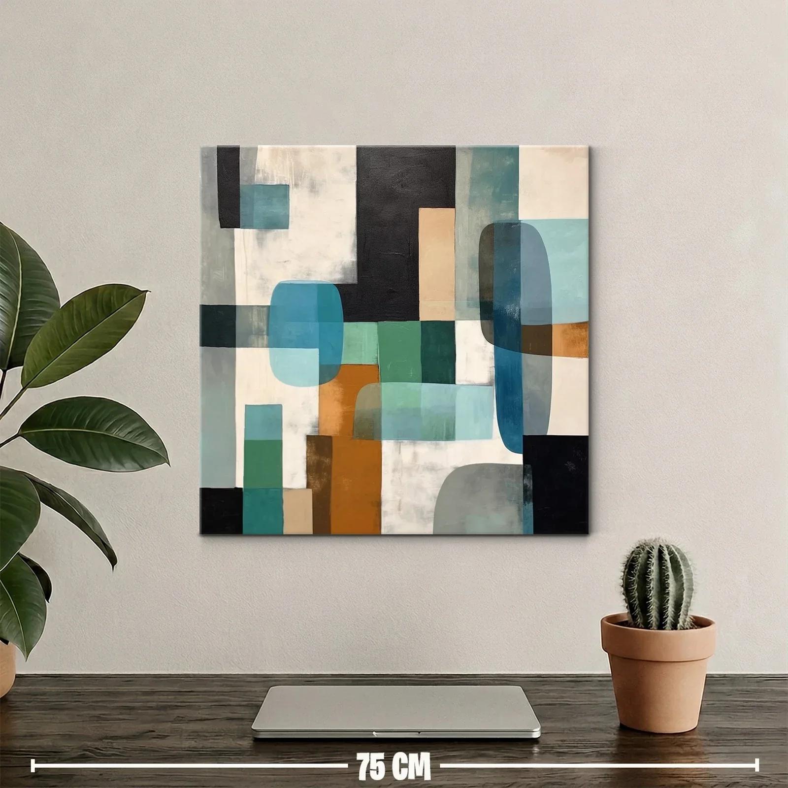 Composición abstracta con formas geométricas y tonos tierra y azules — miniatura 2