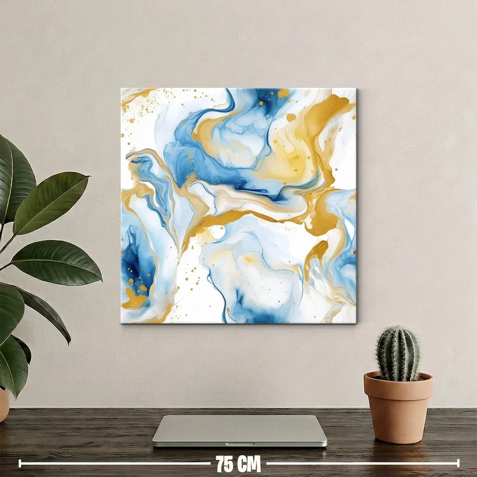 Composición abstracta en tonos azules y dorados — miniatura 2