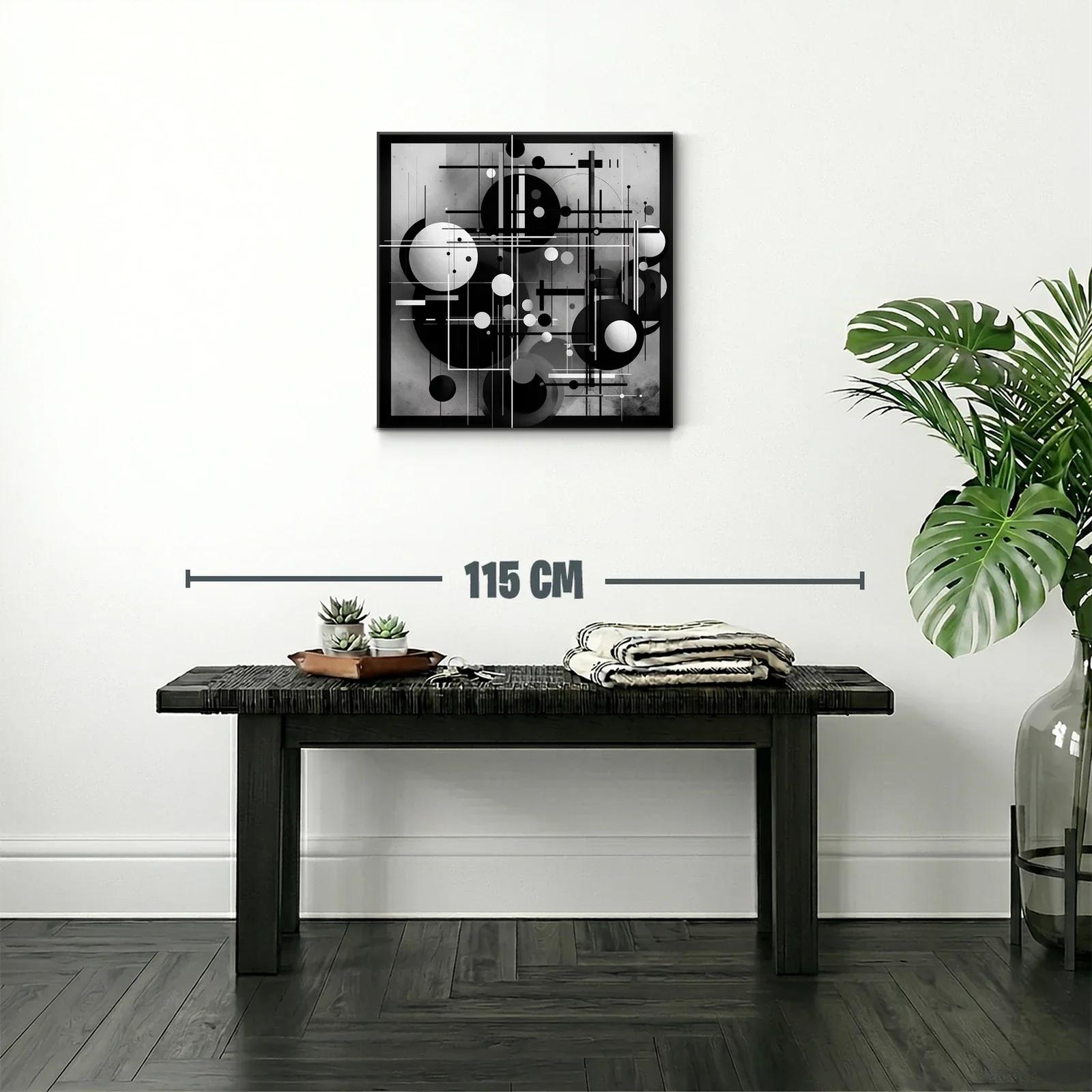 Arte abstracto geométrico en blanco y negro elegante — miniatura 2