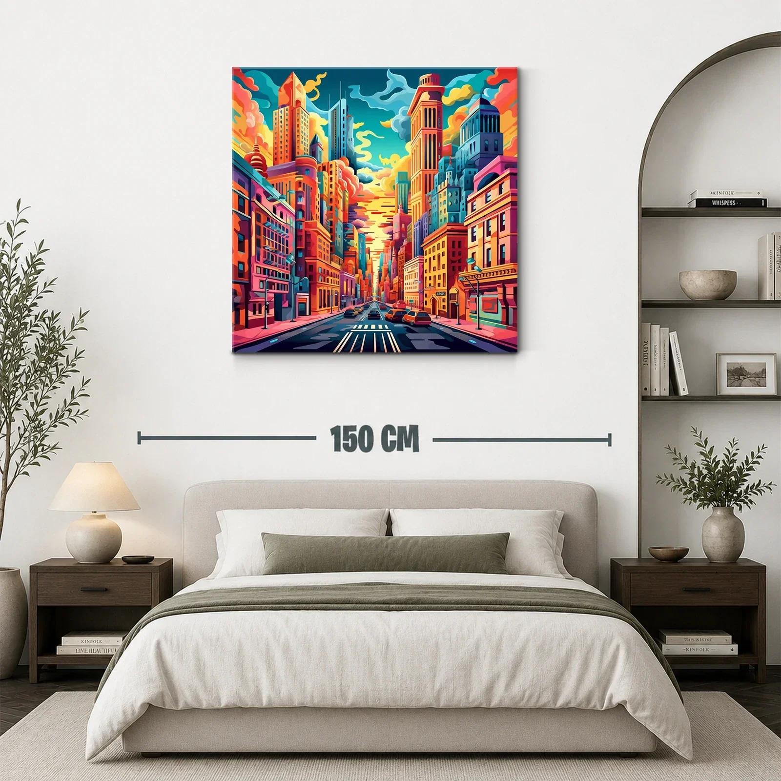 Vibrante paisaje urbano con cielo al atardecer — miniatura 3