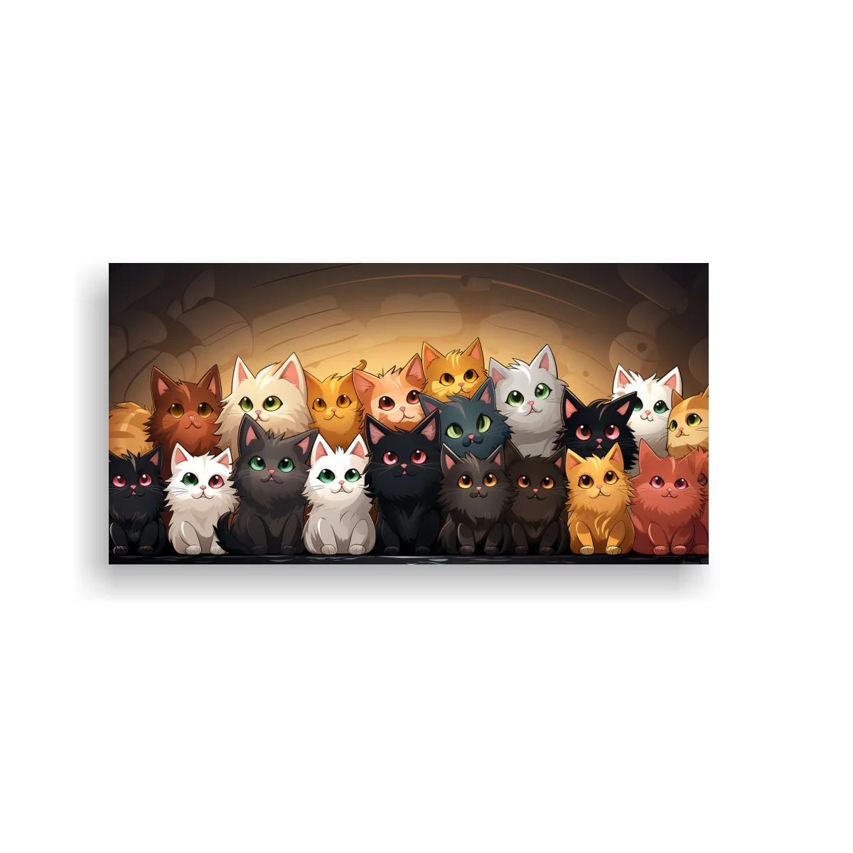 Cuadro grupo de gatos con resplandor cálido