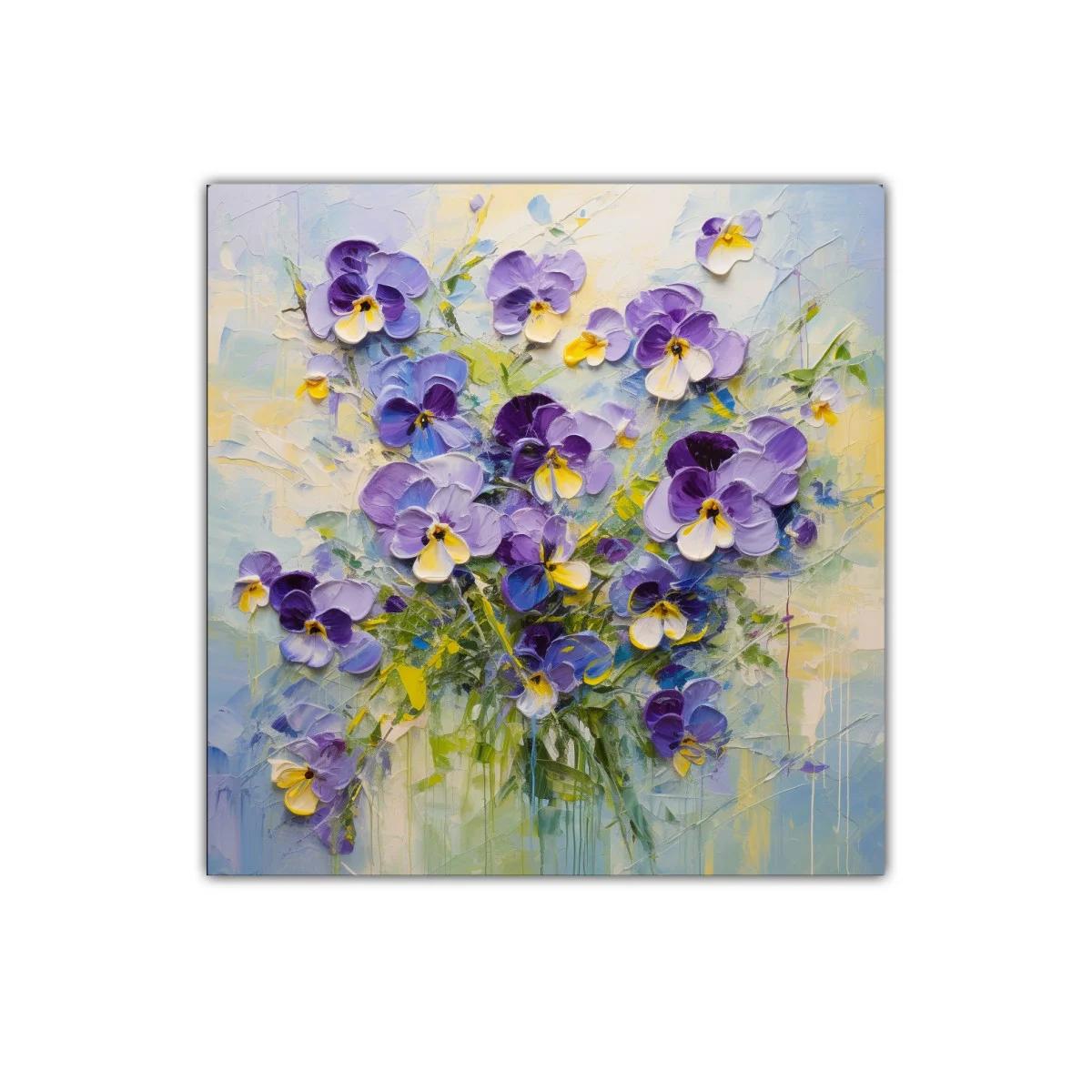 Cuadro decorativo con ramo de violetas en tonos suaves — imagen principal